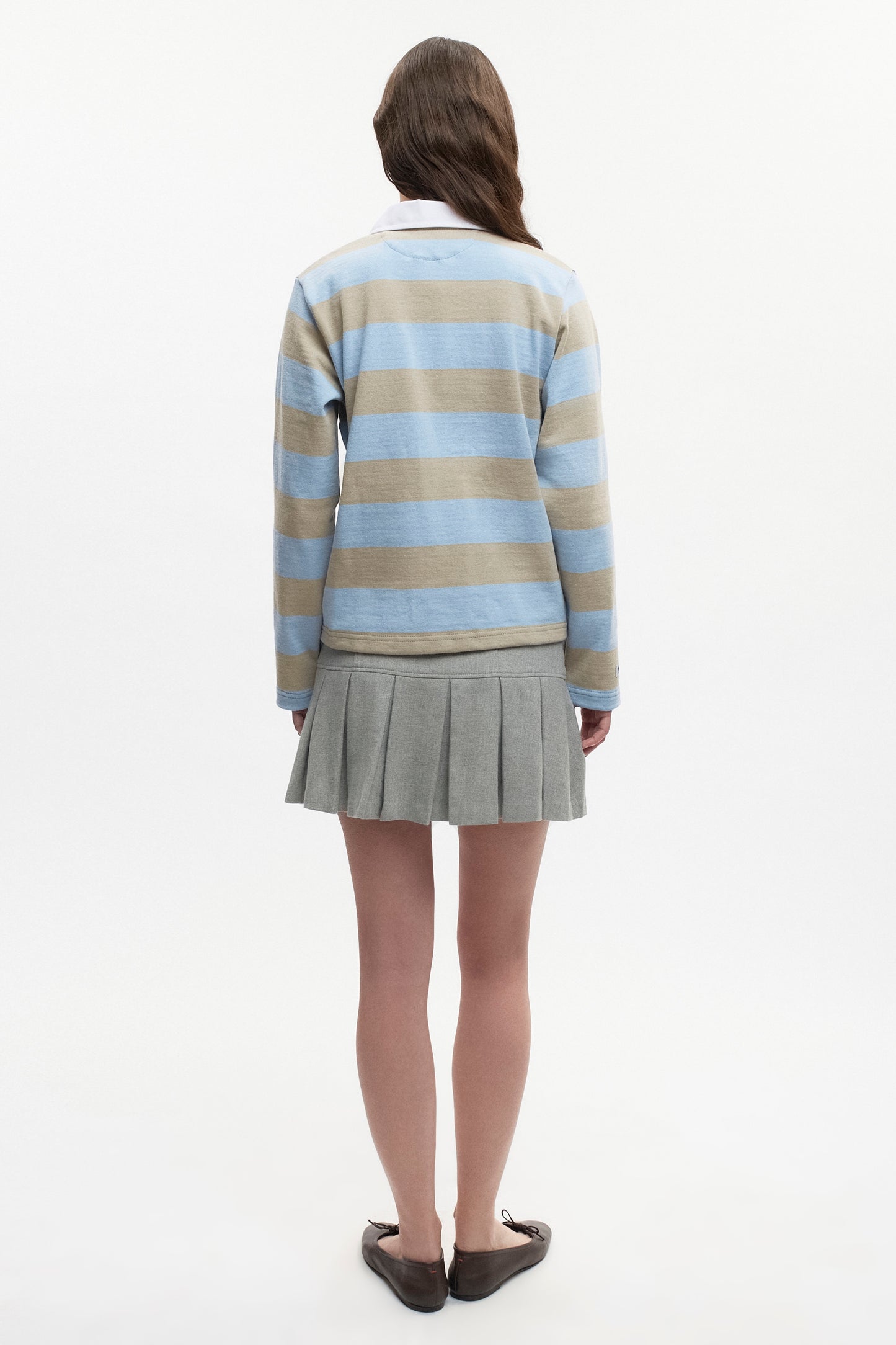Shrunken Rugby Shirt in Taupe/Powder