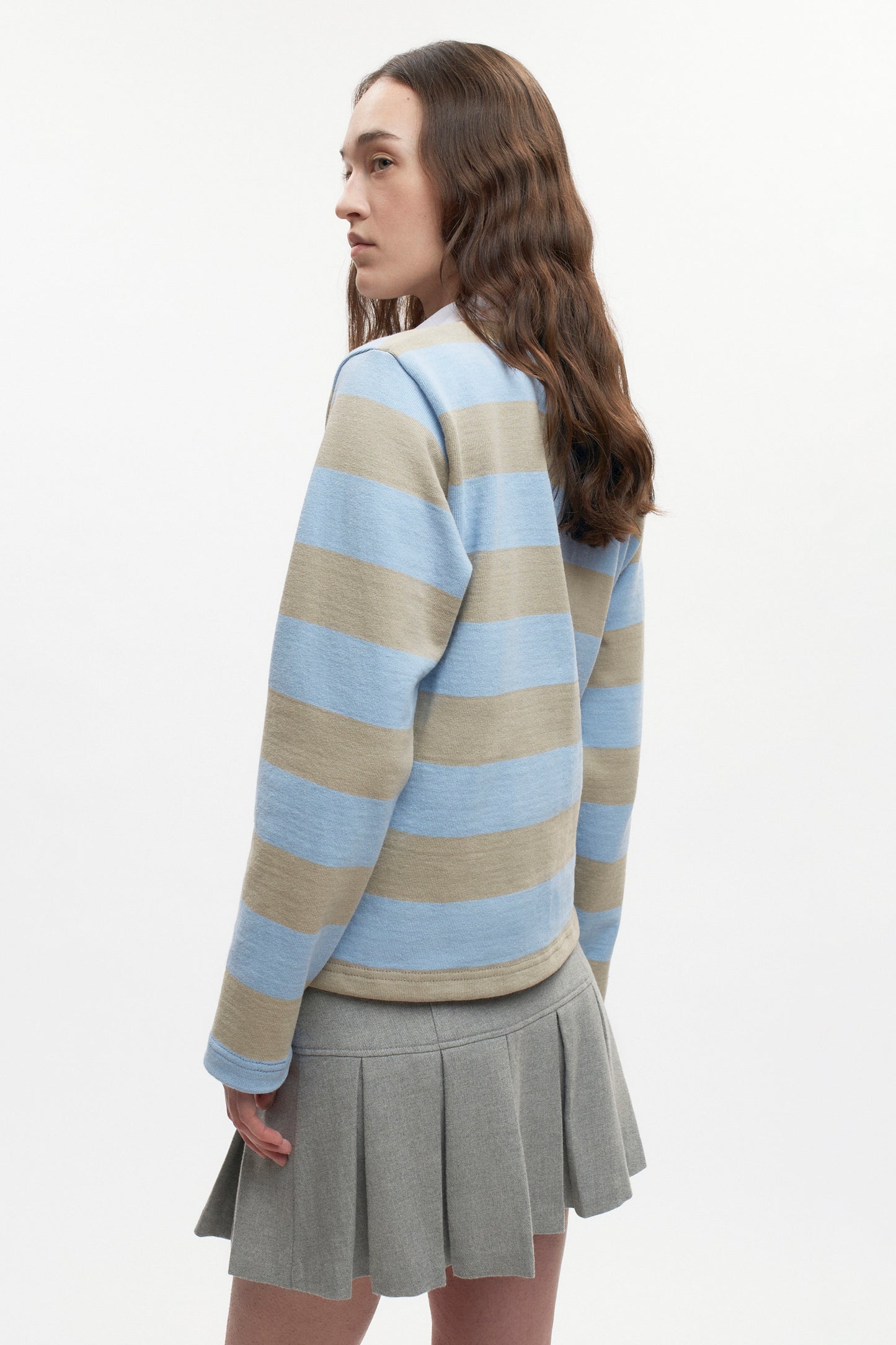 Shrunken Rugby Shirt in Taupe/Powder