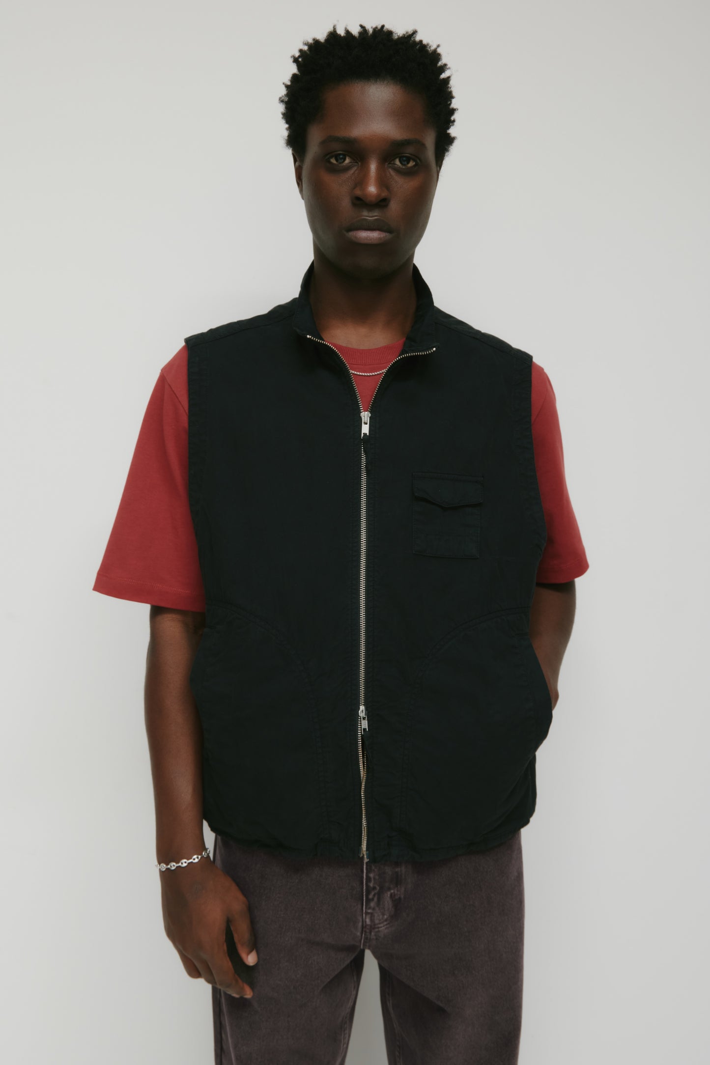 Men's Tefnut Stand Collar Vest in Black
