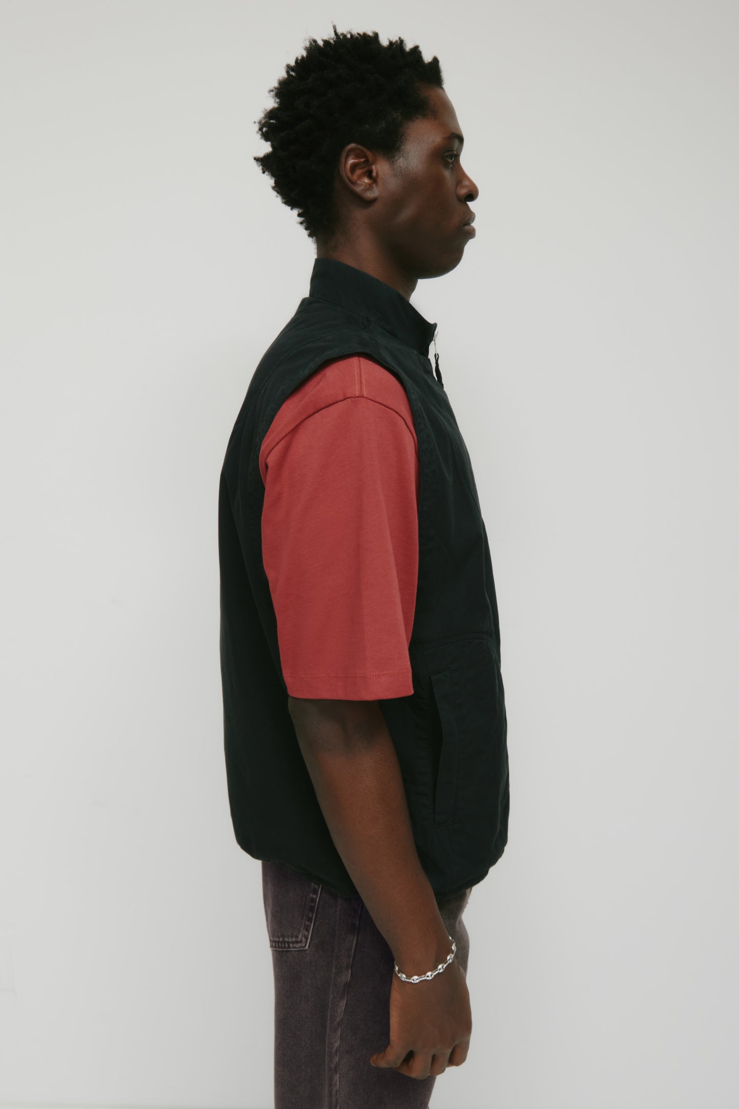 Men's Tefnut Stand Collar Vest in Black