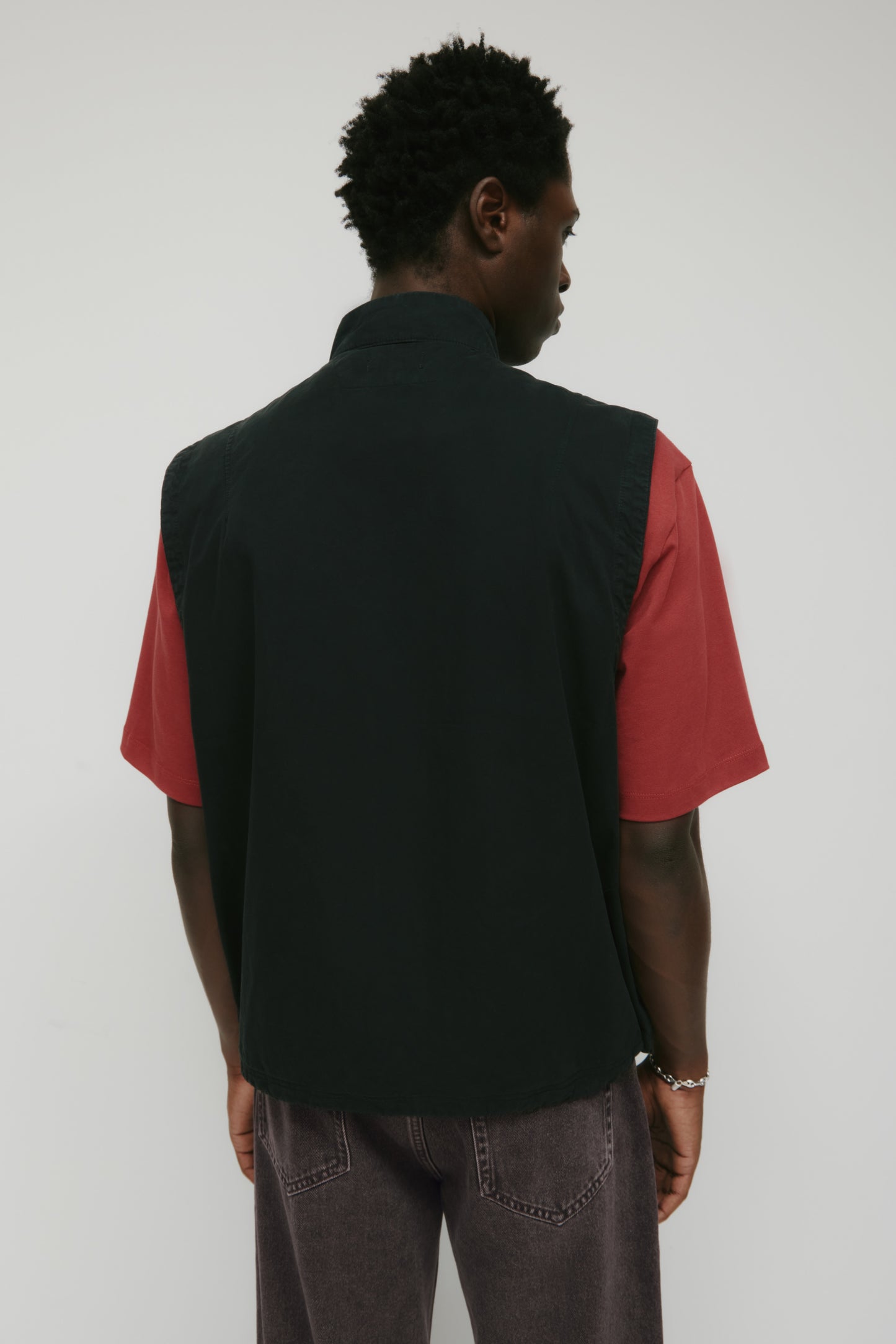 Men's Tefnut Stand Collar Vest in Black