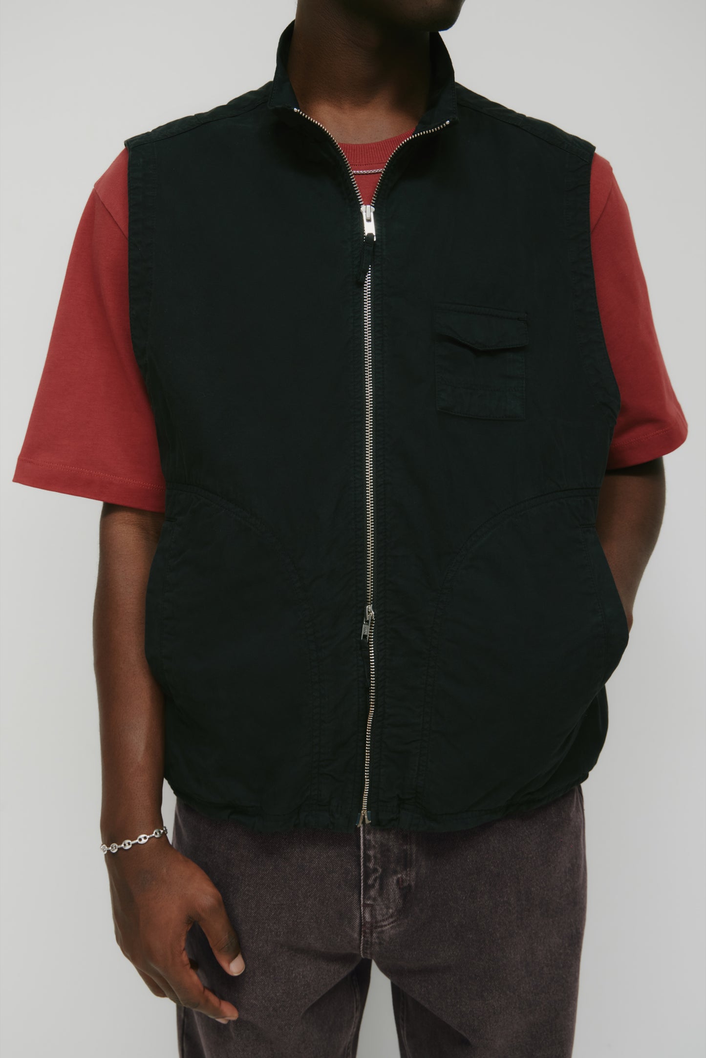 Men's Tefnut Stand Collar Vest in Black