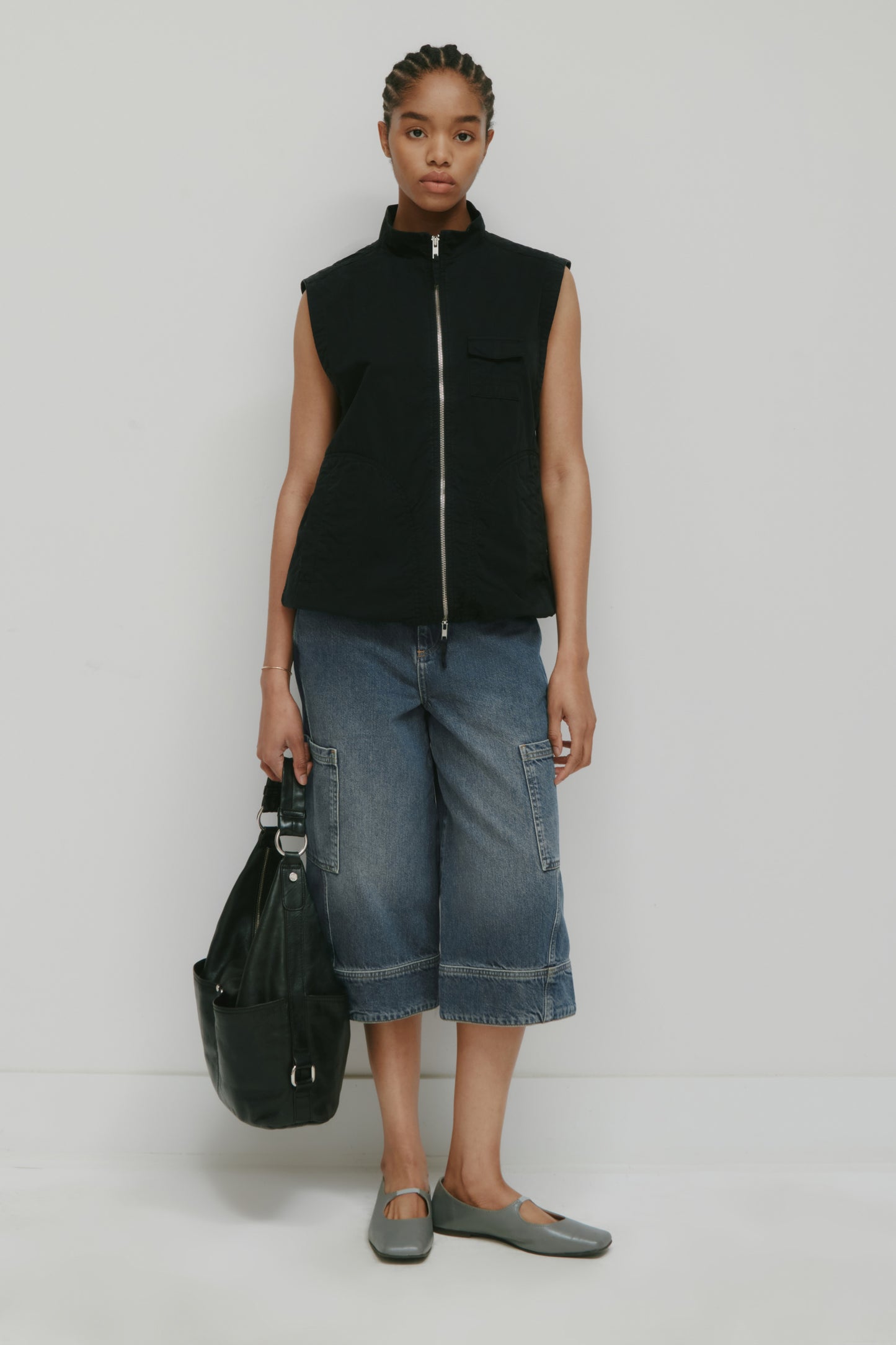 Men's Tefnut Stand Collar Vest in Black