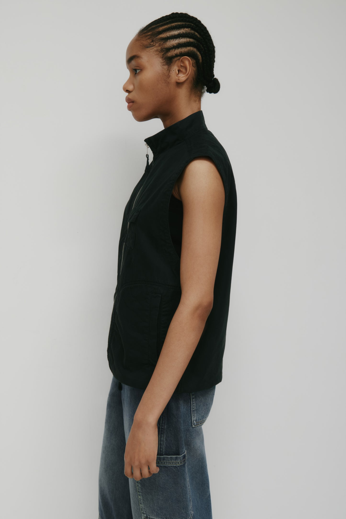 Men's Tefnut Stand Collar Vest in Black