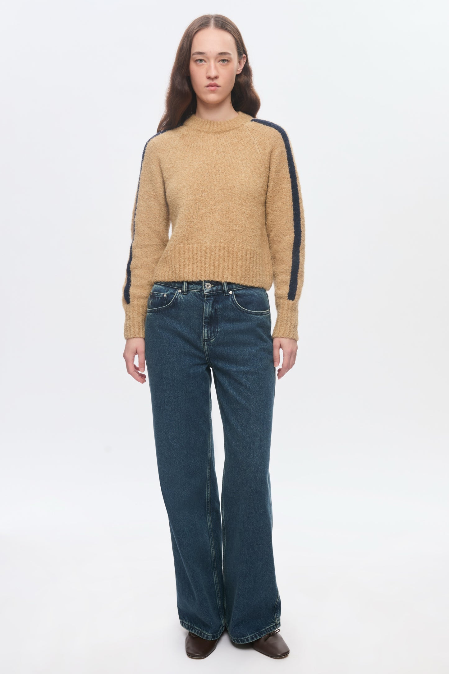 Women's Aliya Crewneck Sweater in Sand/Midnight