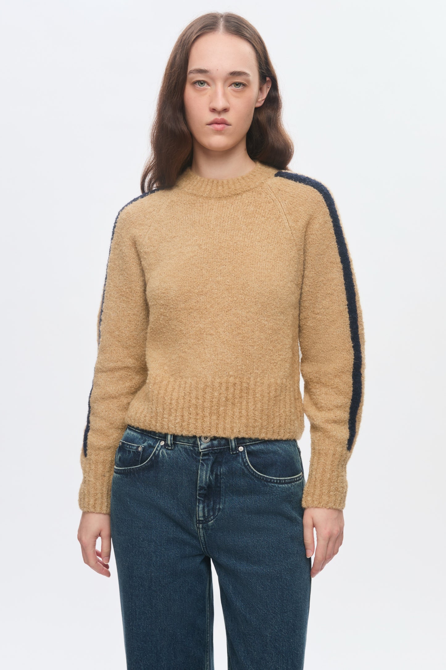 Women's Aliya Crewneck Sweater in Sand/Midnight