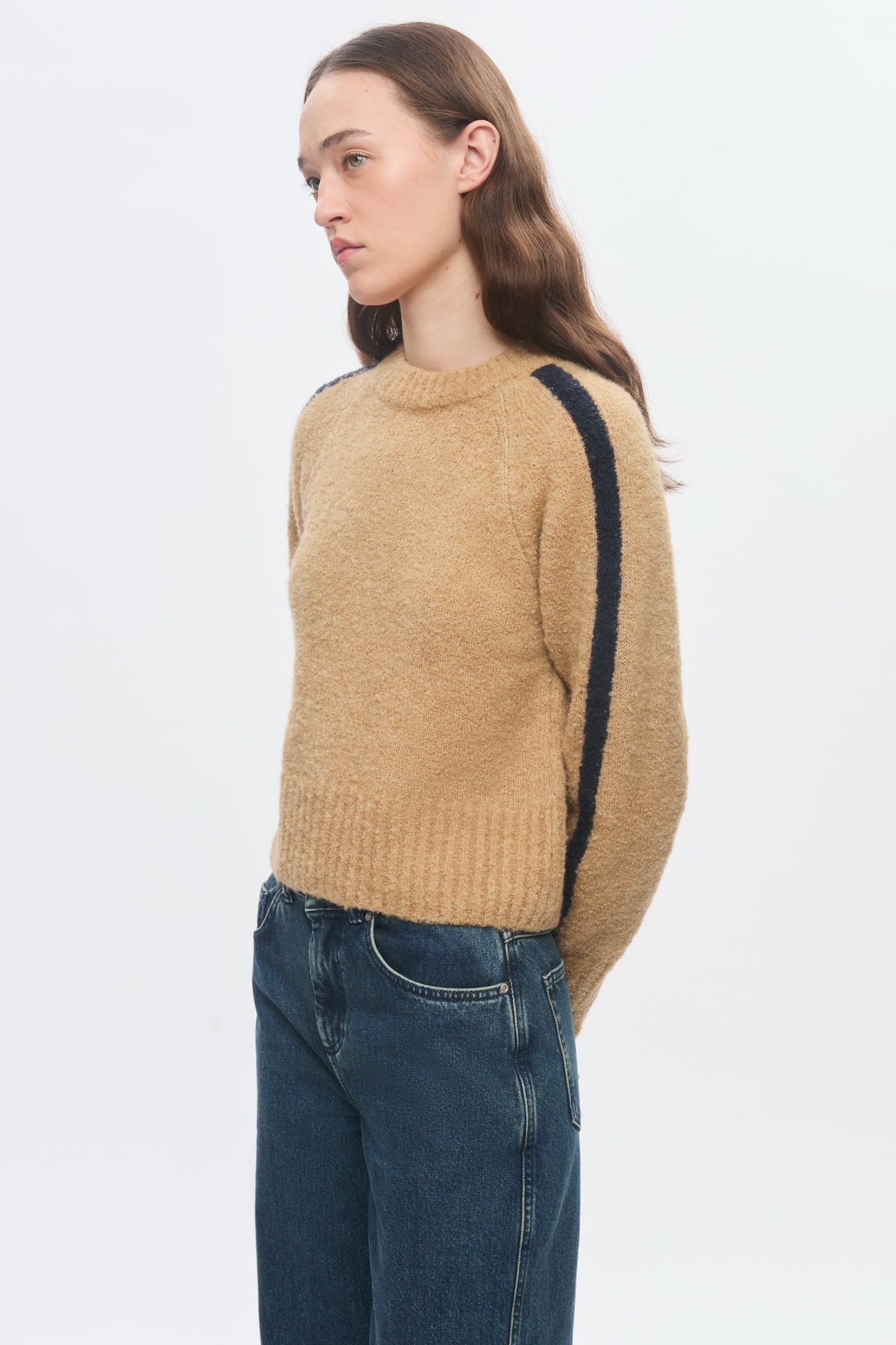 Women's Aliya Crewneck Sweater in Sand/Midnight