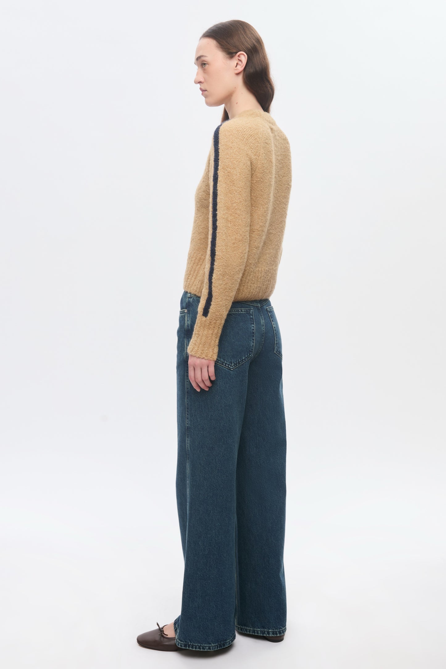 Women's Aliya Crewneck Sweater in Sand/Midnight