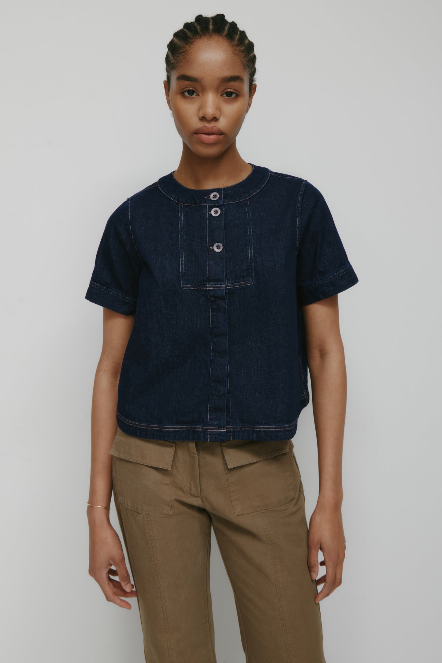Women's Bib Shirt in Rinse