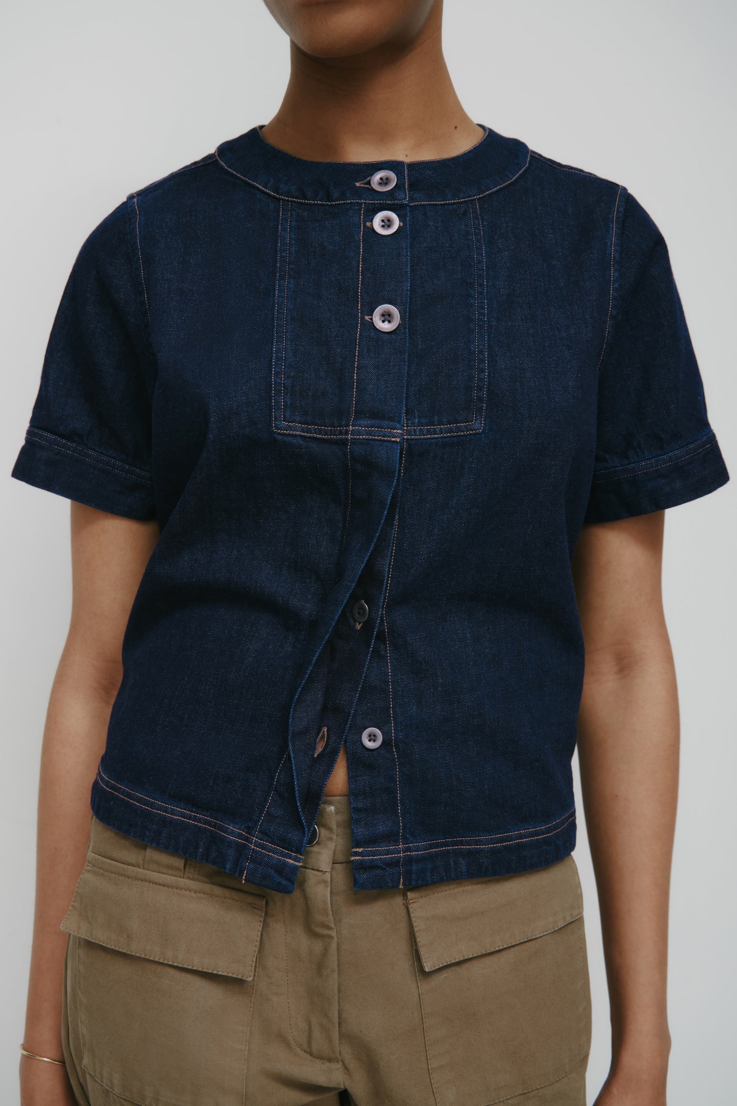 Women's Bib Shirt in Rinse