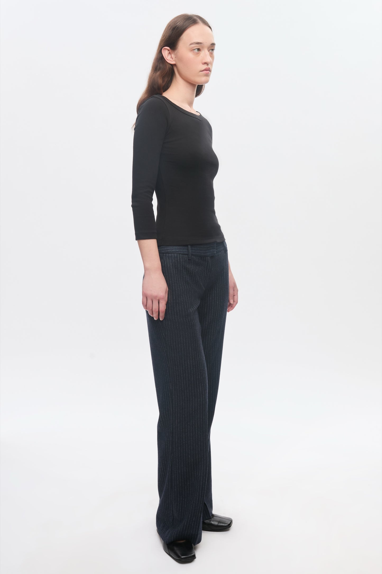 Women's Boatneck 3/4 Sleeve Top in Black