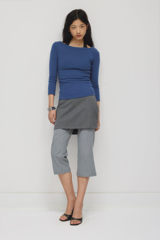 Women's Boatneck 3/4 Sleeve Top in Dark Indigo