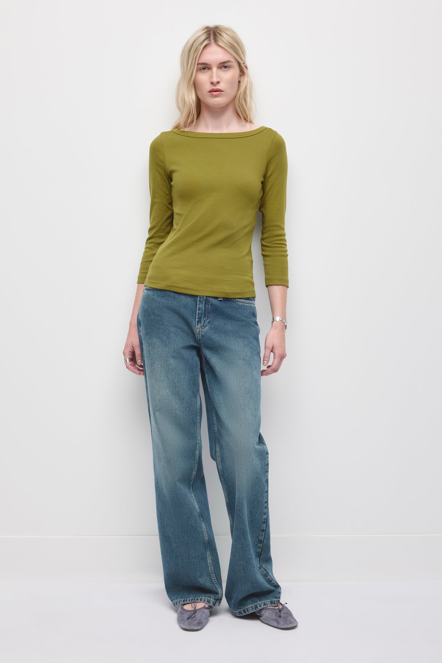 Women's Boatneck 3/4 Sleeve Top in Cardamom