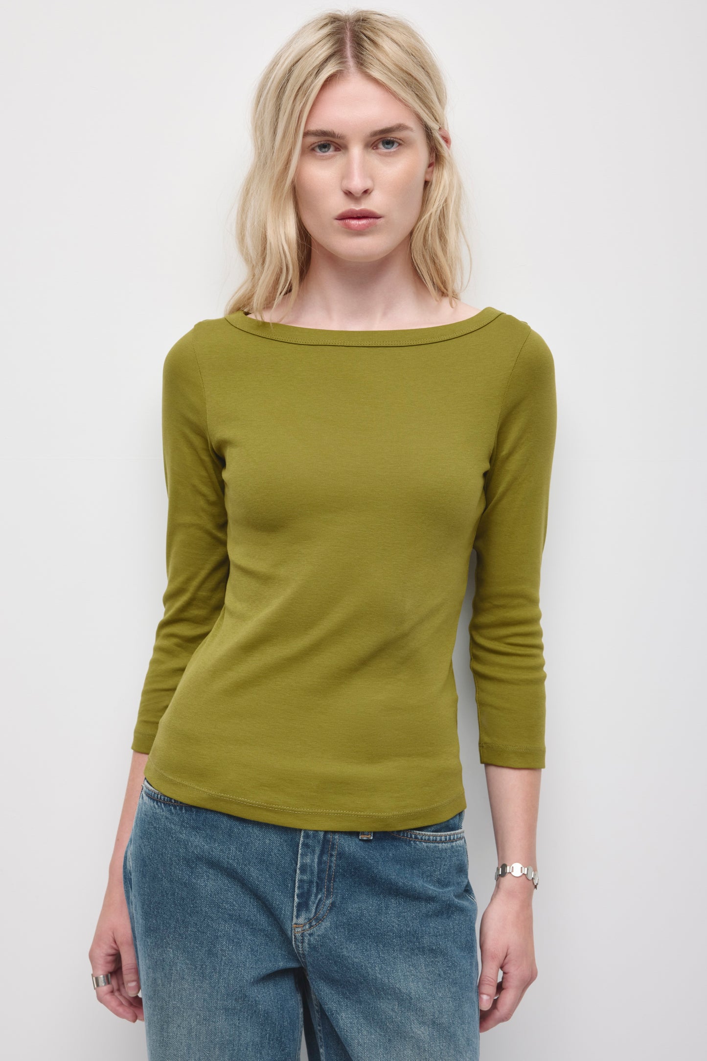 Women's Boatneck 3/4 Sleeve Top in Cardamom