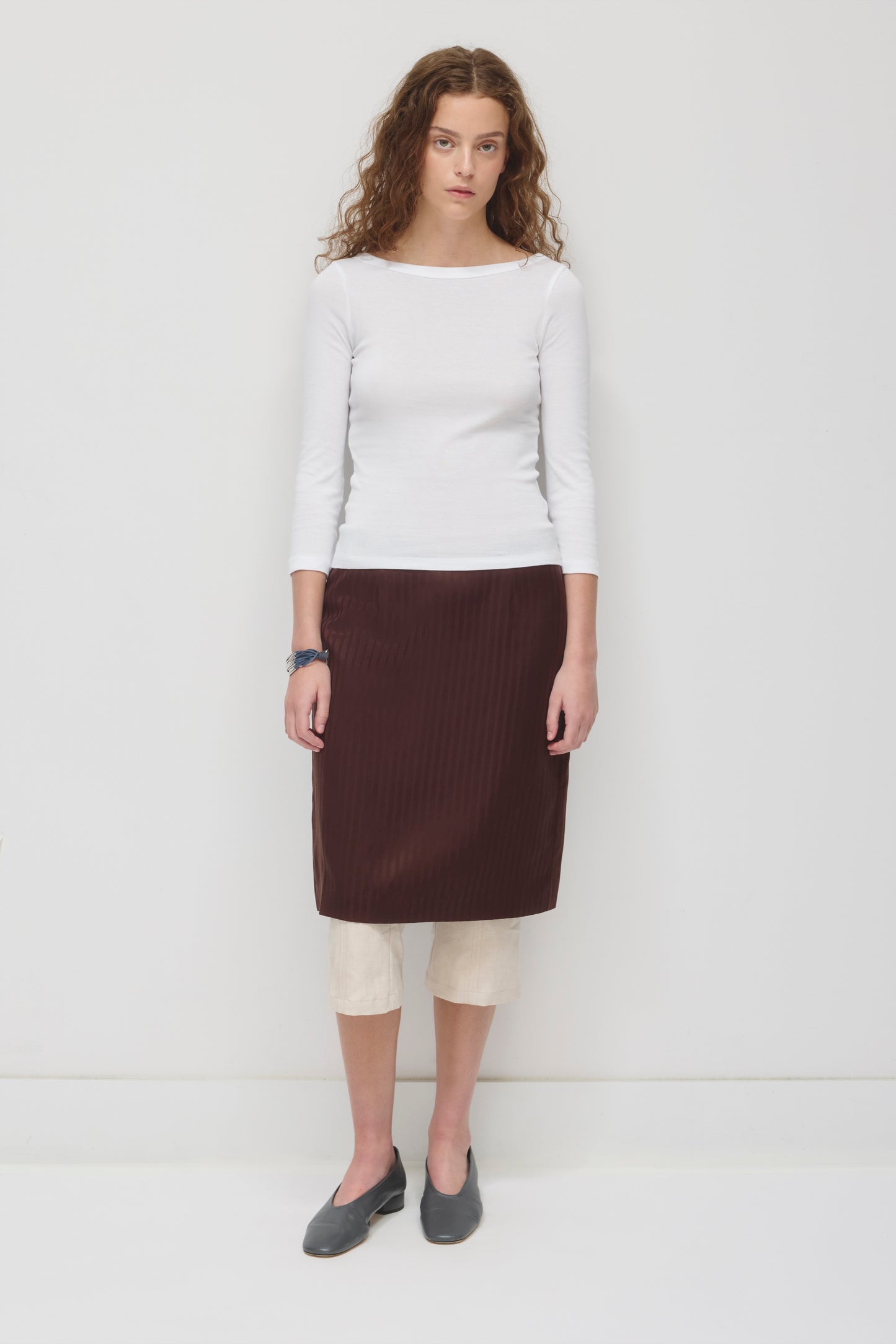 Women's Boatneck 3/4 Sleeve Top in White