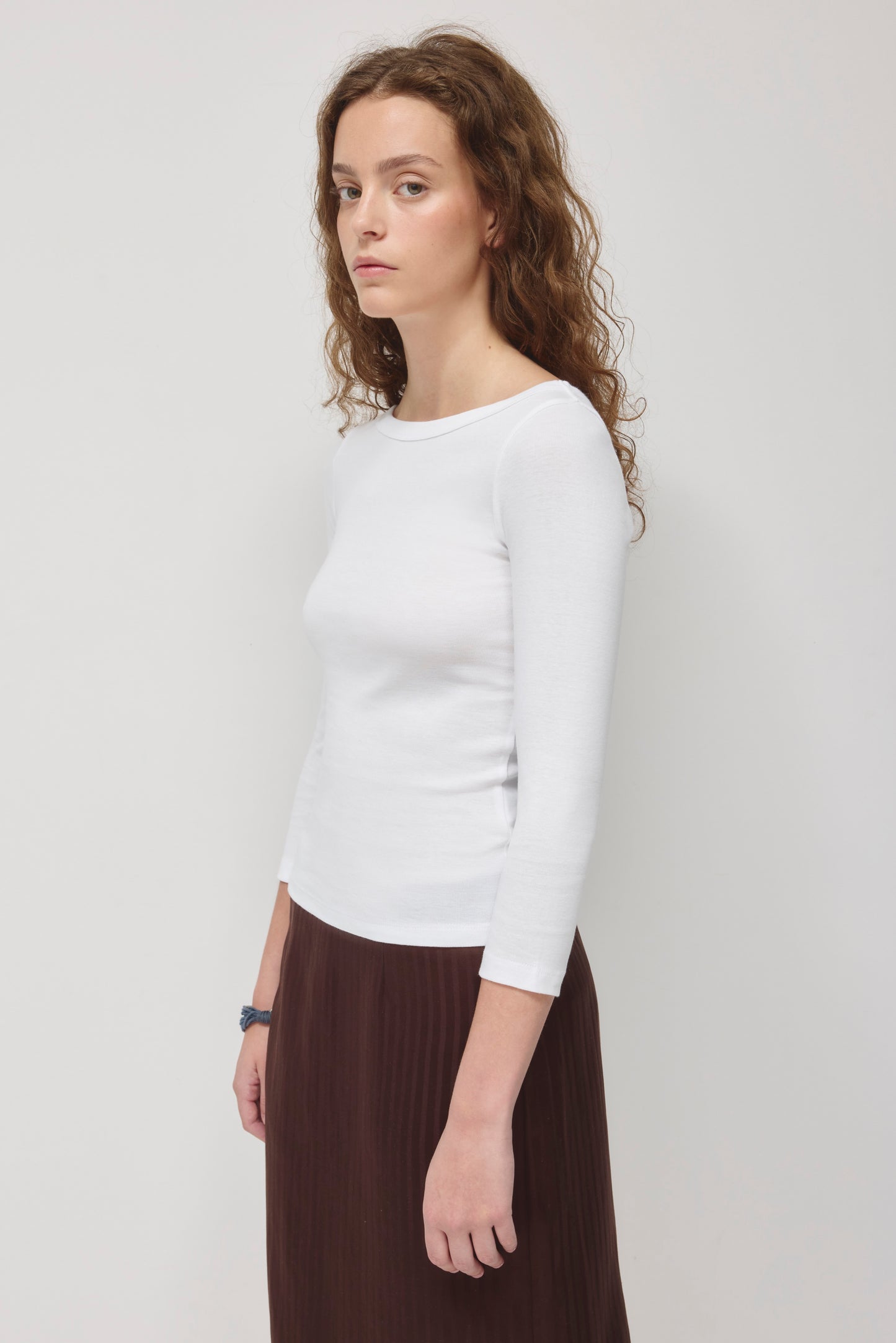 Women's Boatneck 3/4 Sleeve Top in White