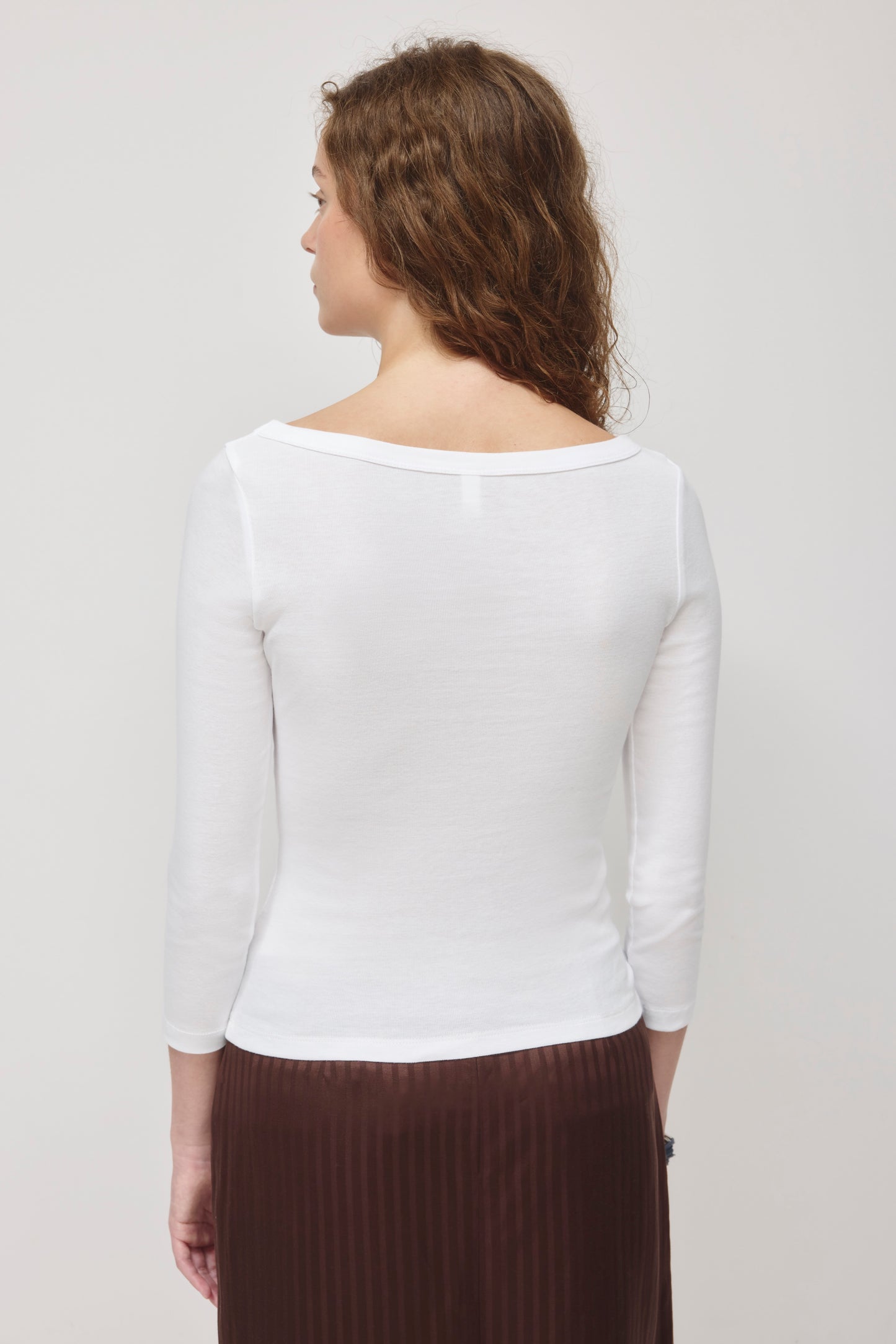 Women's Boatneck 3/4 Sleeve Top in White