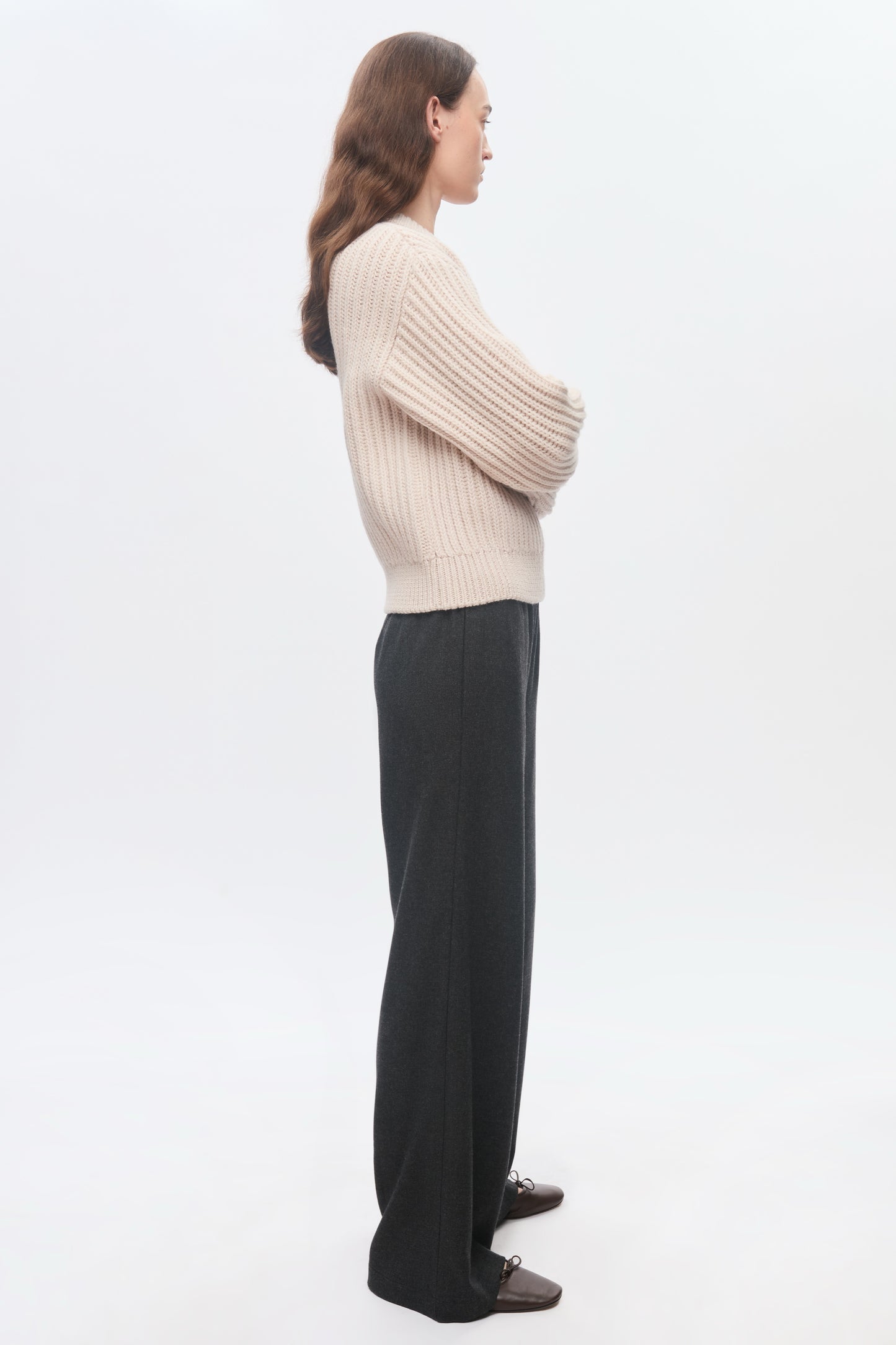 Women's Chunky Wool Crewneck Sweater in Natural