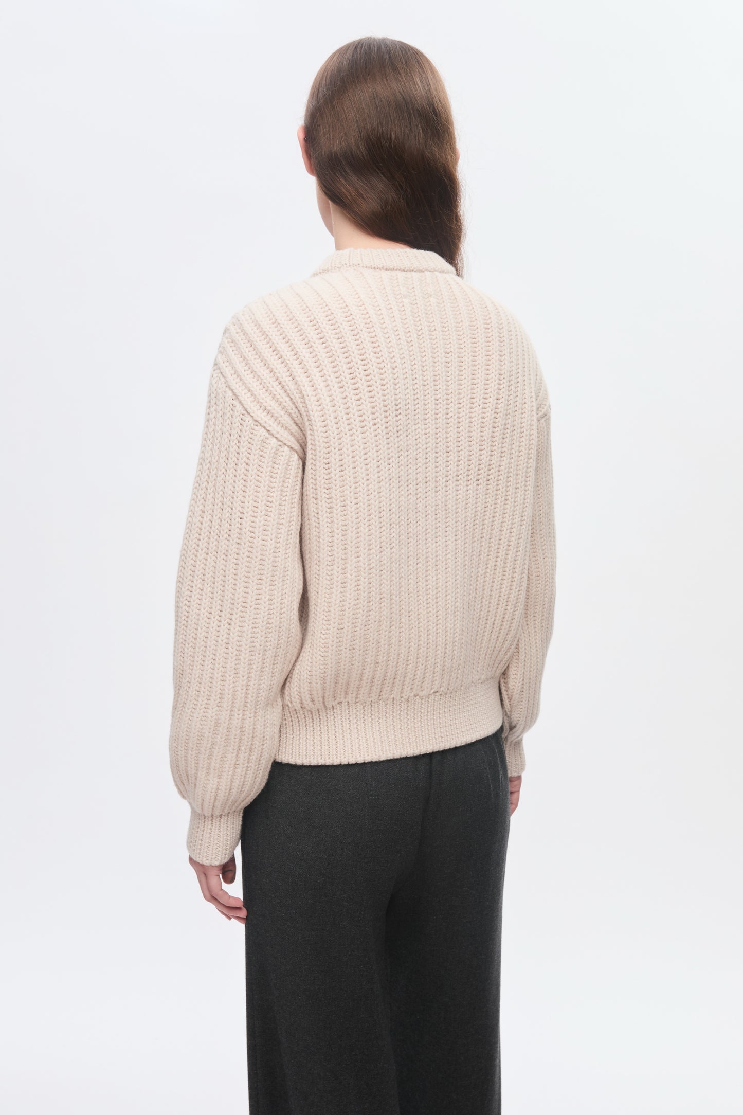 Women's Chunky Wool Crewneck Sweater in Natural