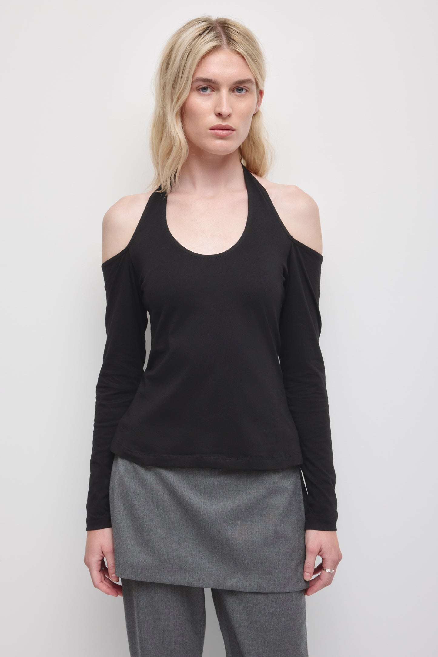 Women's Cold Shoulder Halter in Black