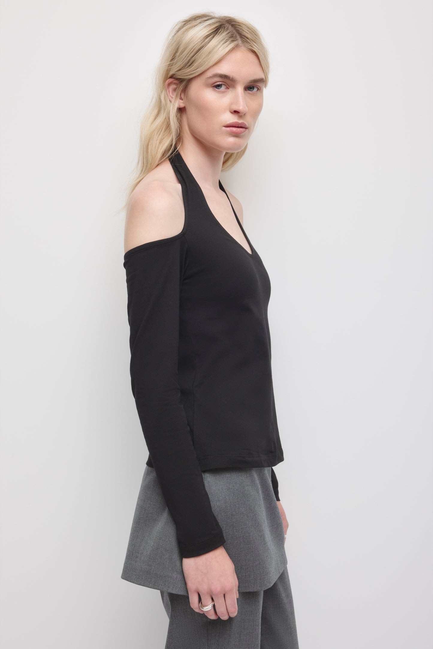 Women's Cold Shoulder Halter in Black