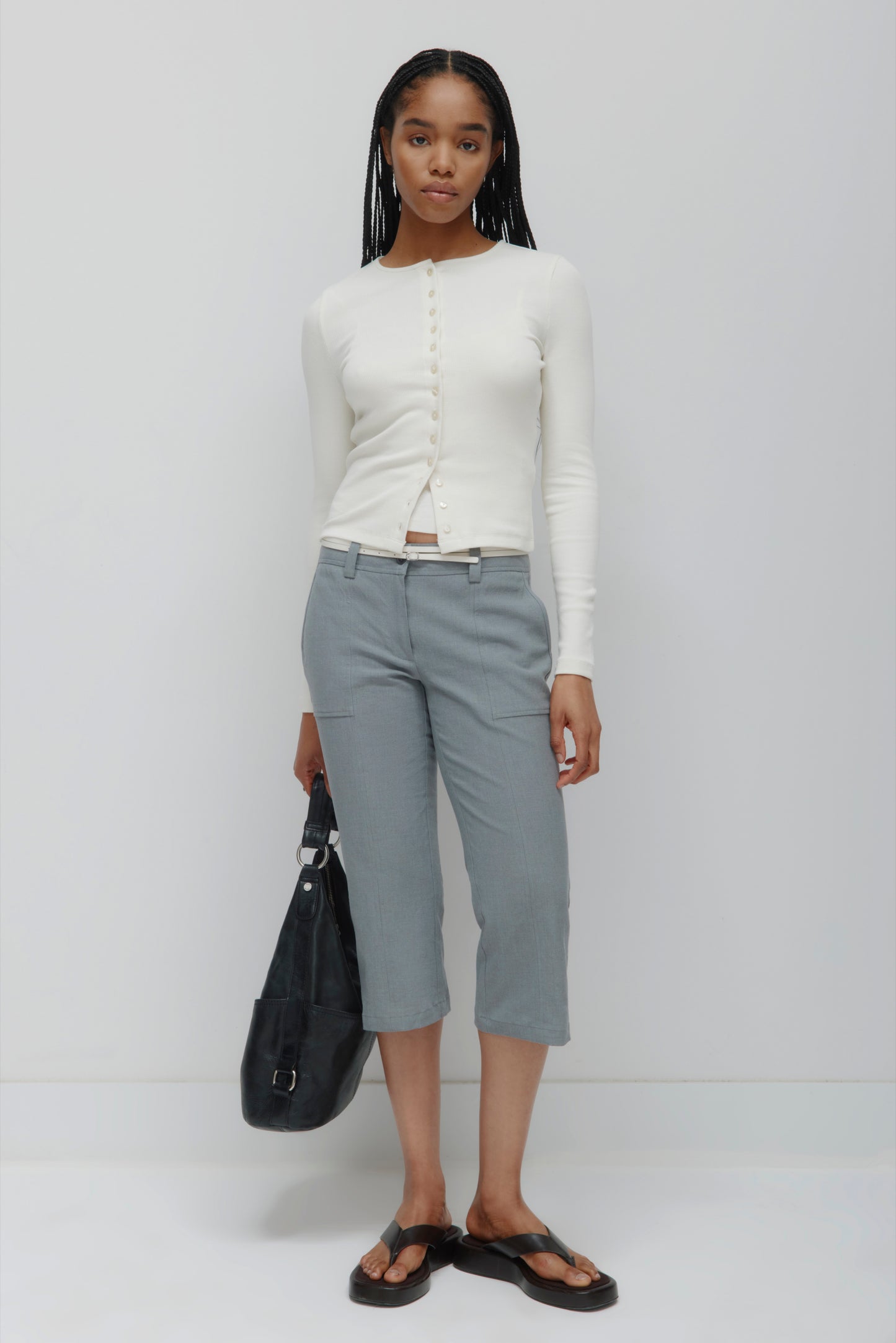 Women's Crew Neck Cardigan in Marshmallow