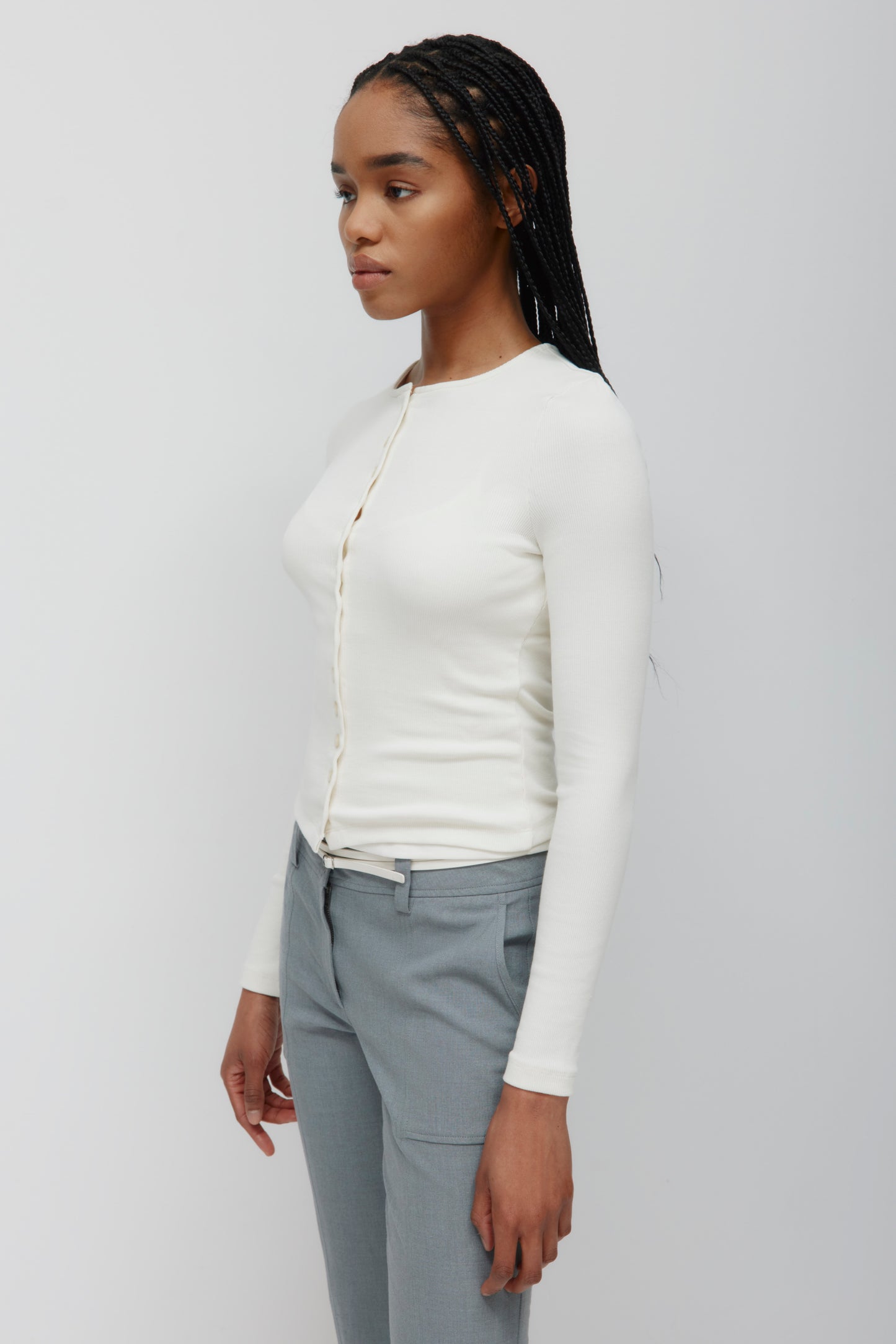 Women's Crew Neck Cardigan in Marshmallow
