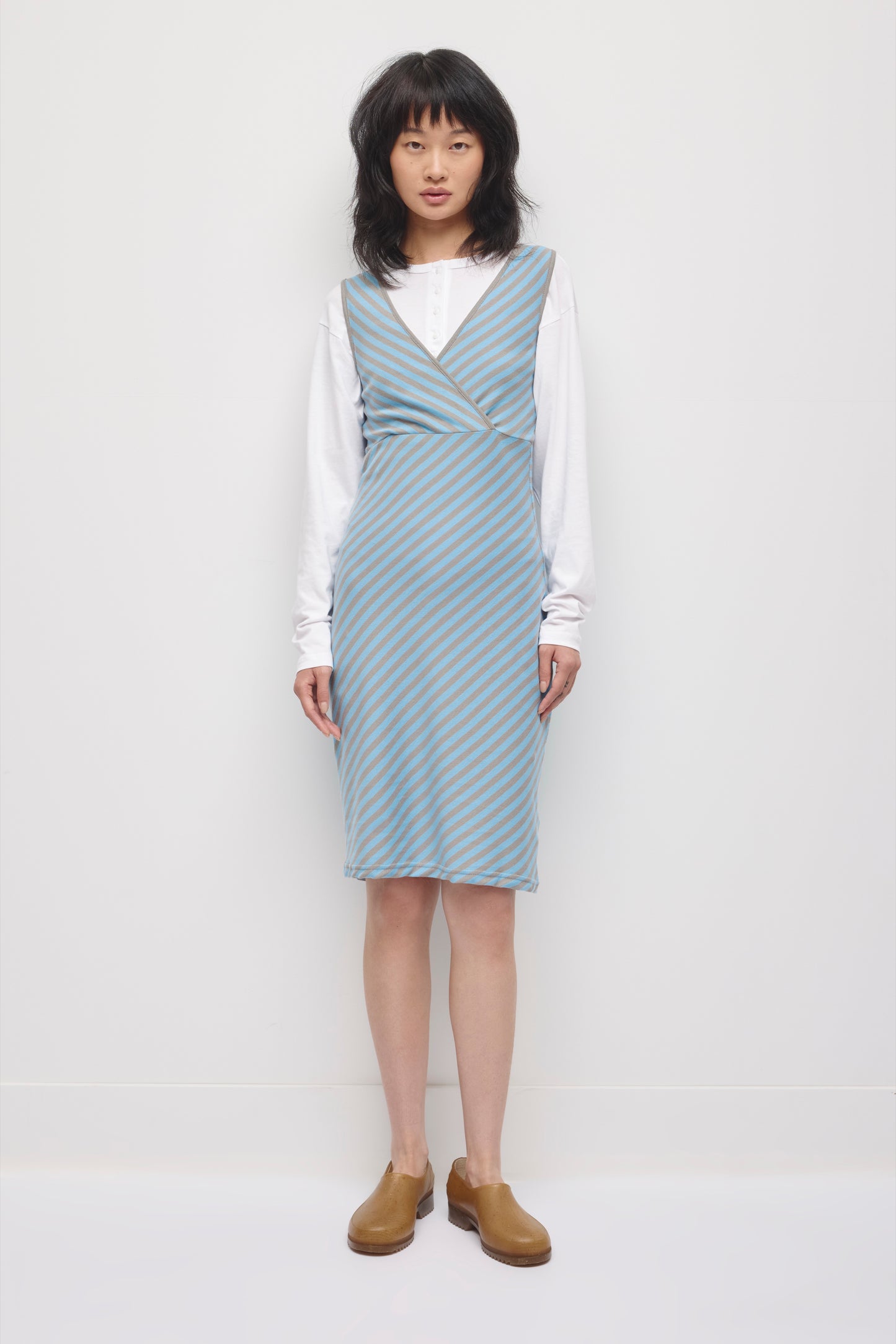 Women's Crossover Dress in Azure/Gypsum
