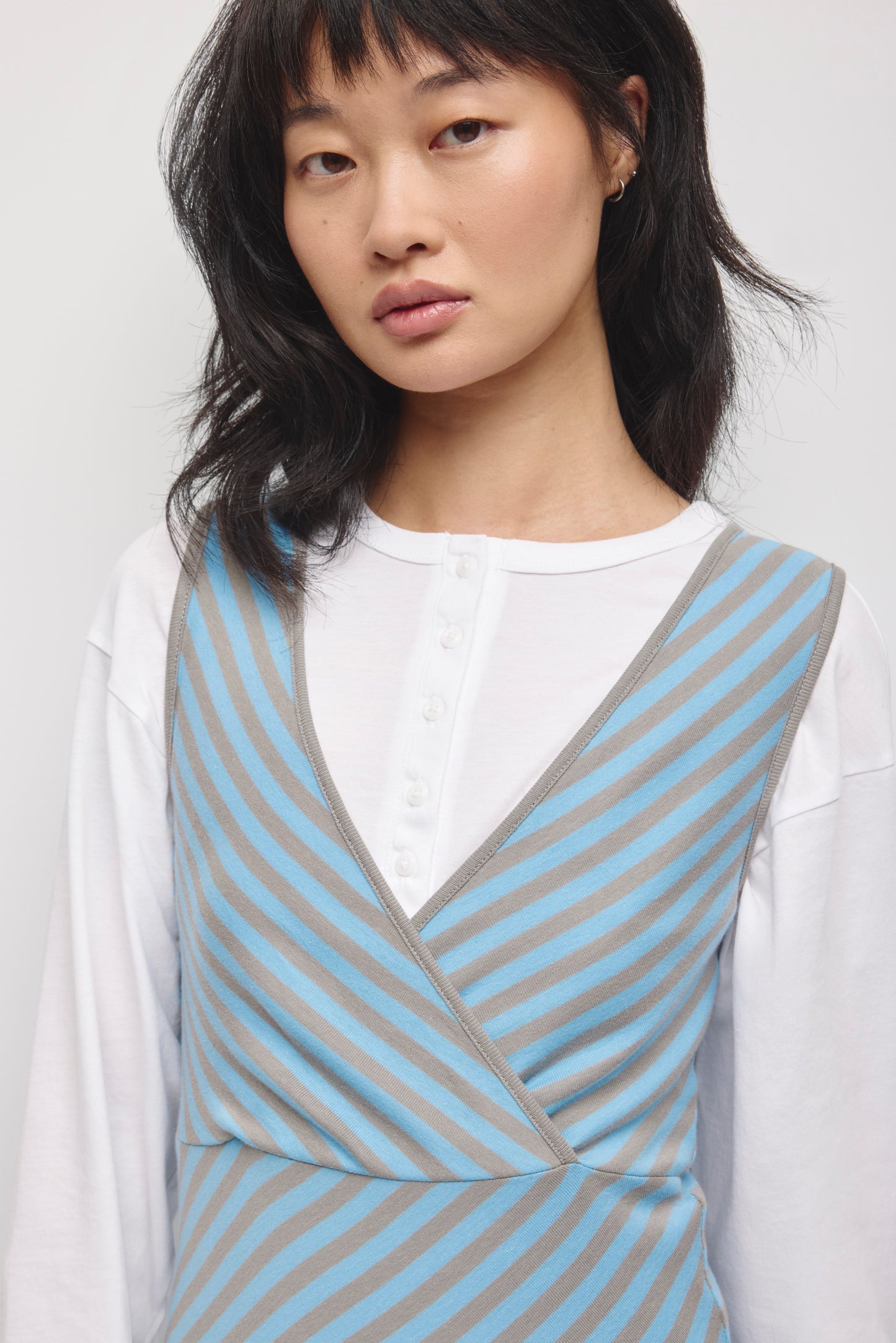 Women's Crossover Dress in Azure/Gypsum