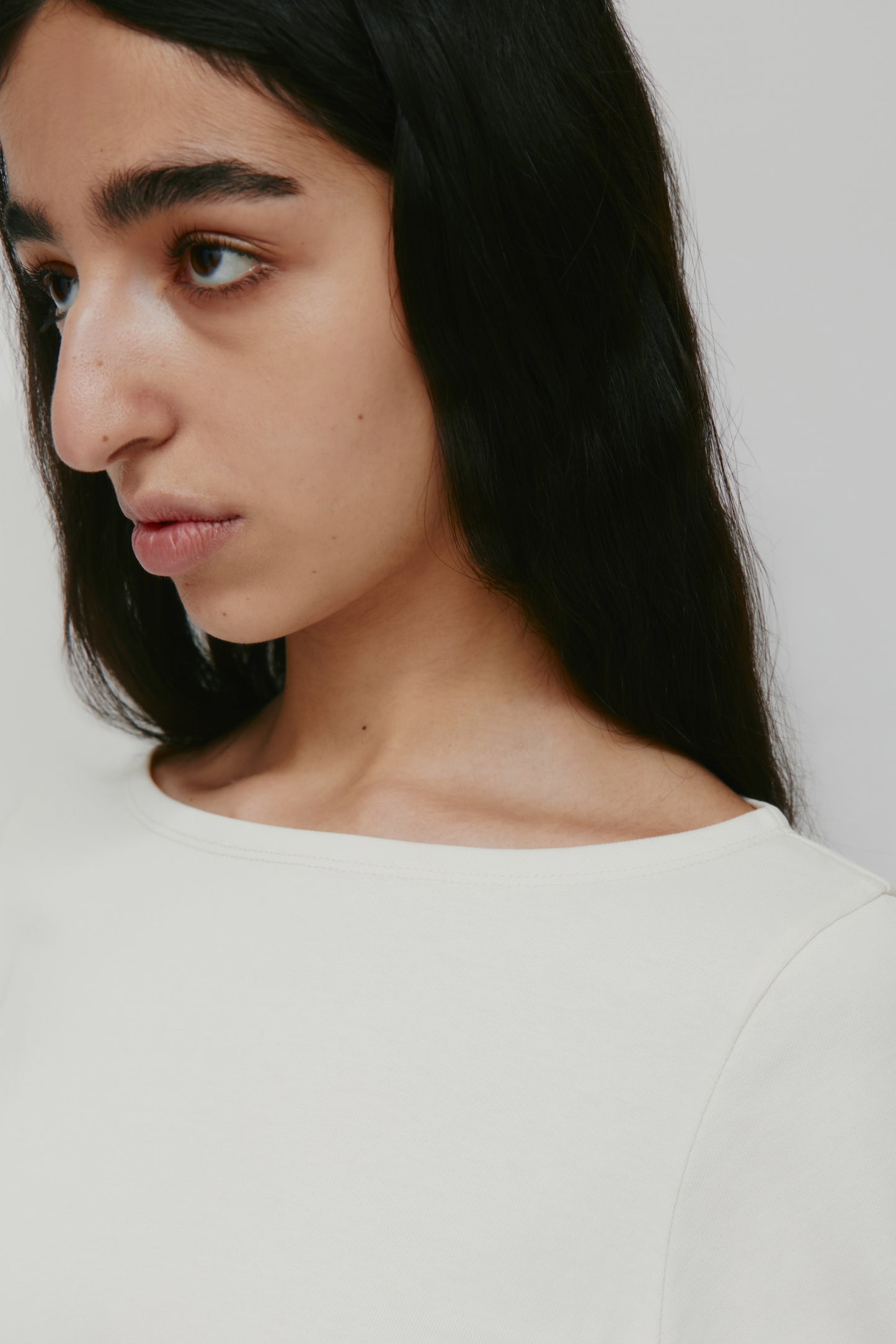 Women's Curved Hem 3/4 Sleeve in Marshmallow