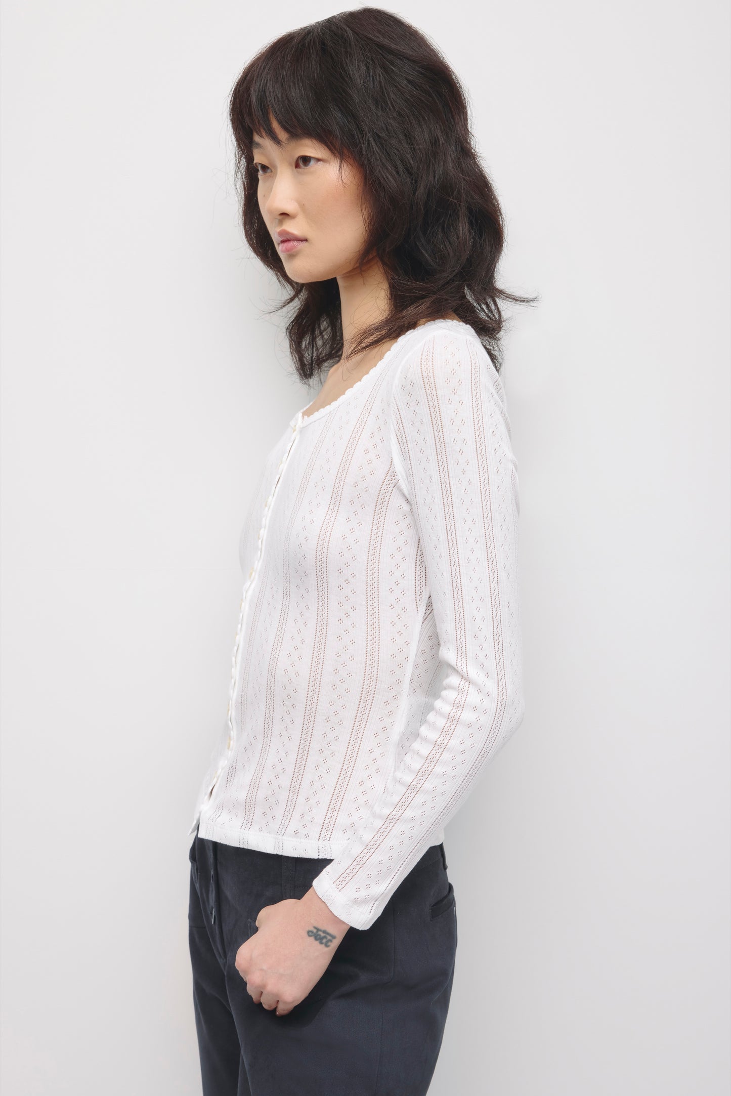 Women's Dalia Pointelle Cardigan in White