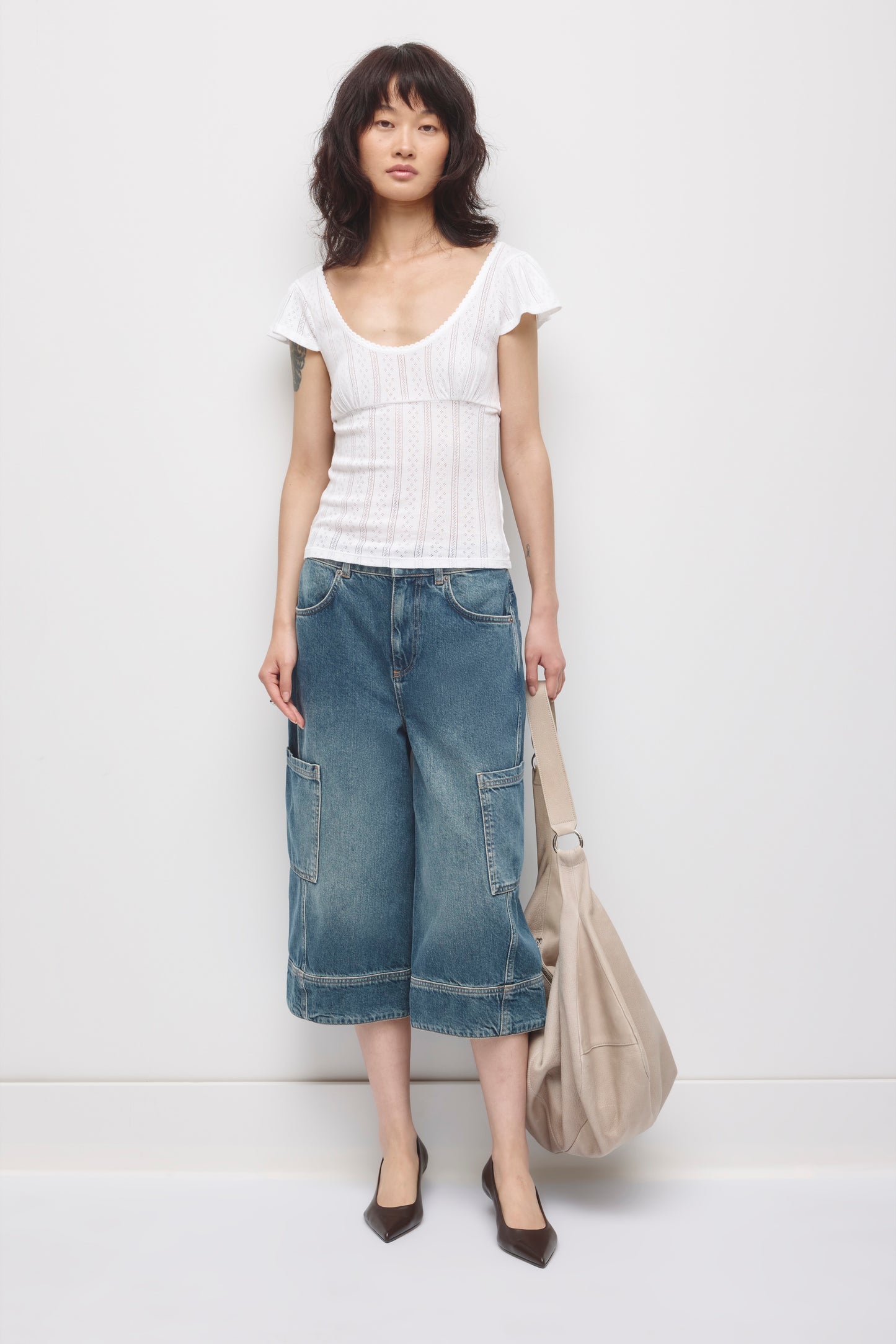 Women's Dalia Pointelle Top in White