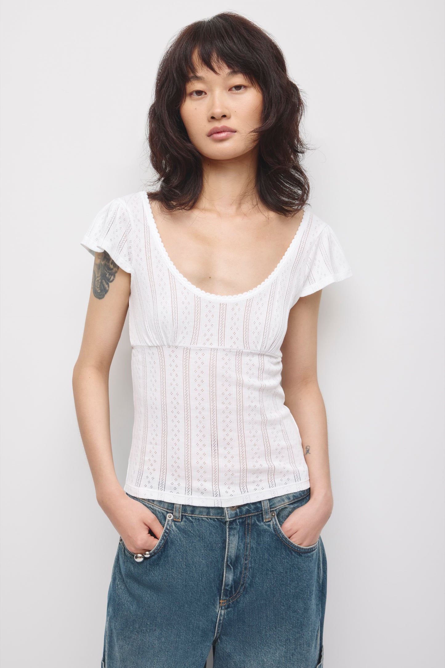Women's Dalia Pointelle Top in White