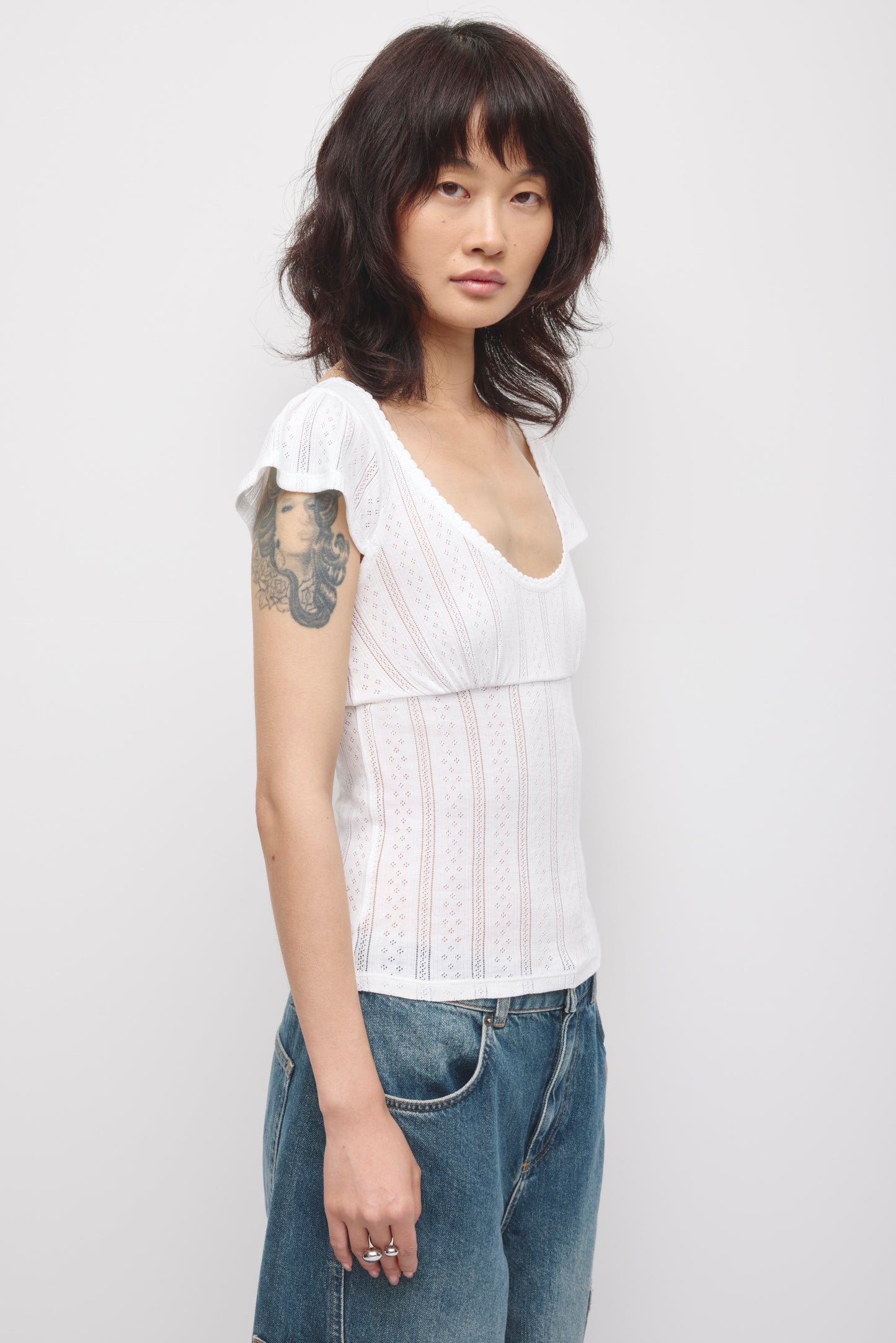 Women's Dalia Pointelle Top in White
