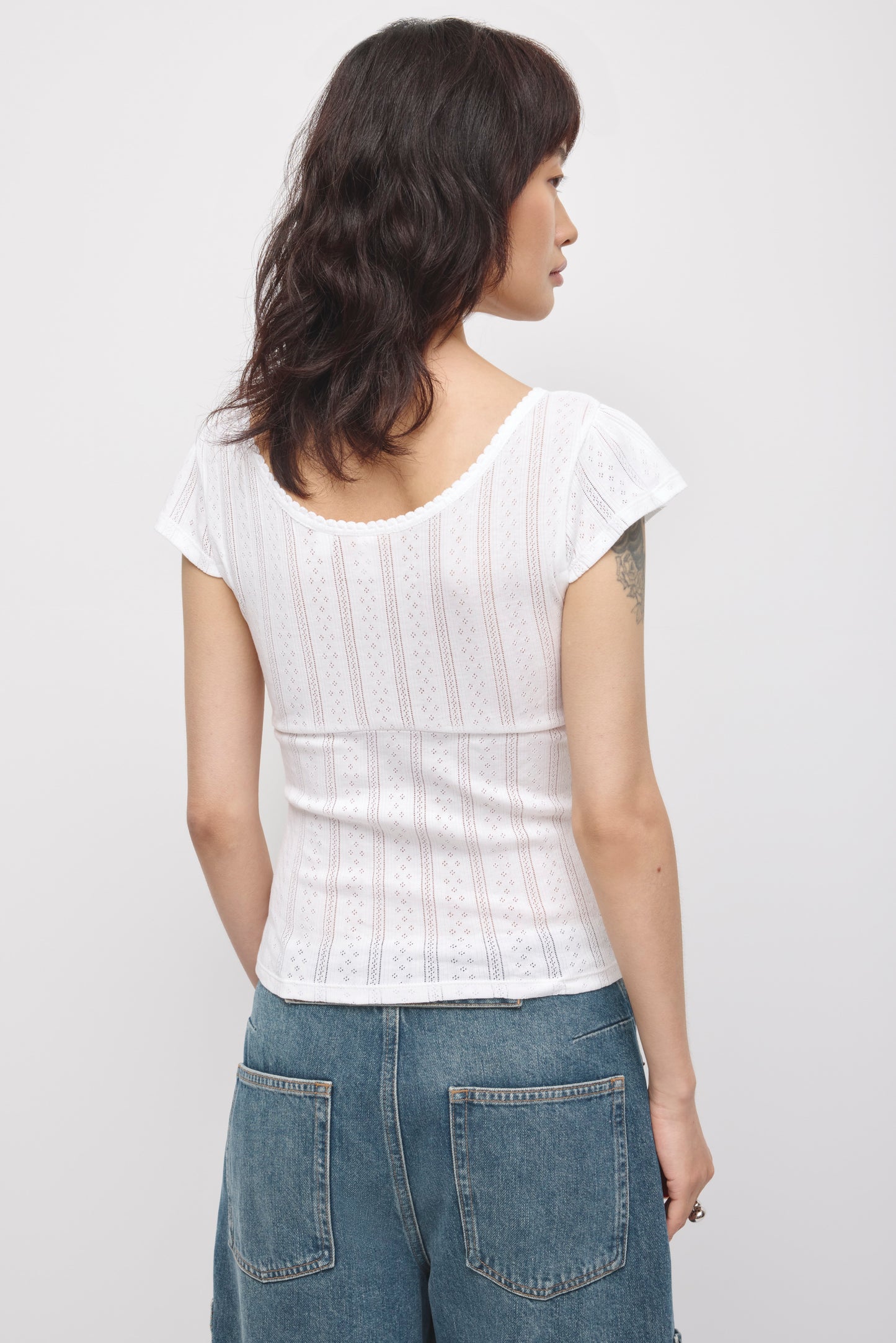 Women's Dalia Pointelle Top in White