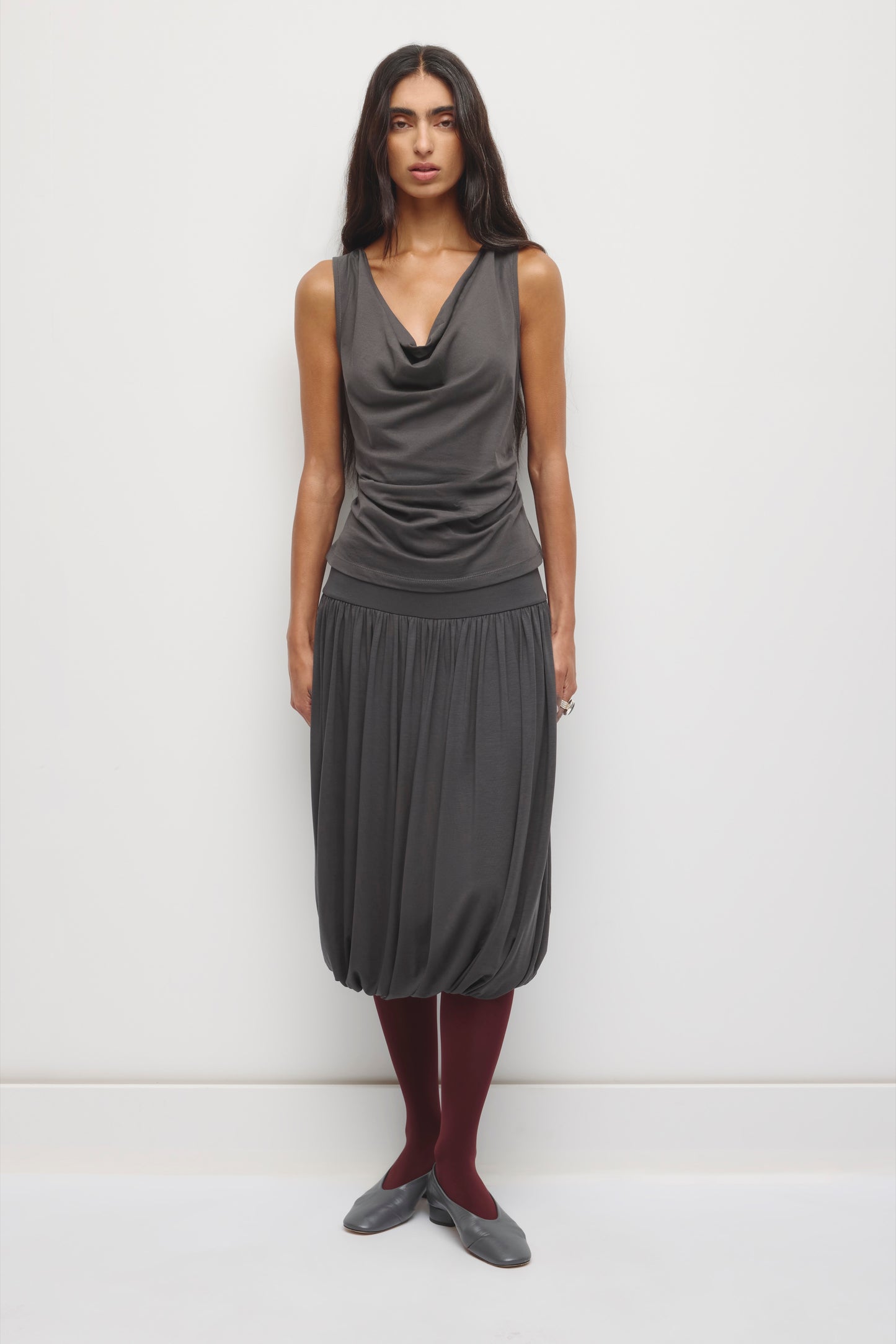 Women's Draped Tank in Charcoal