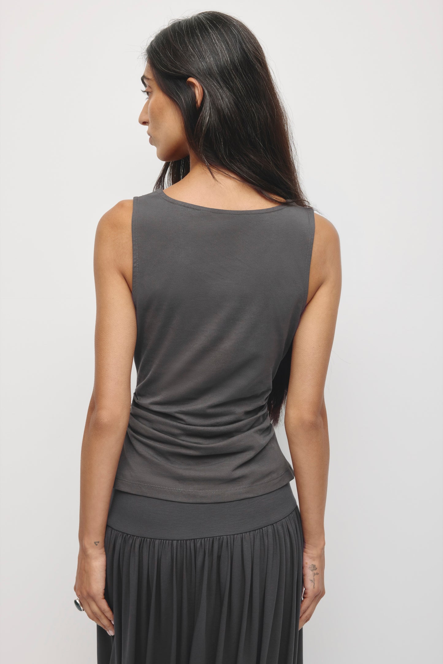 Women's Draped Tank in Charcoal