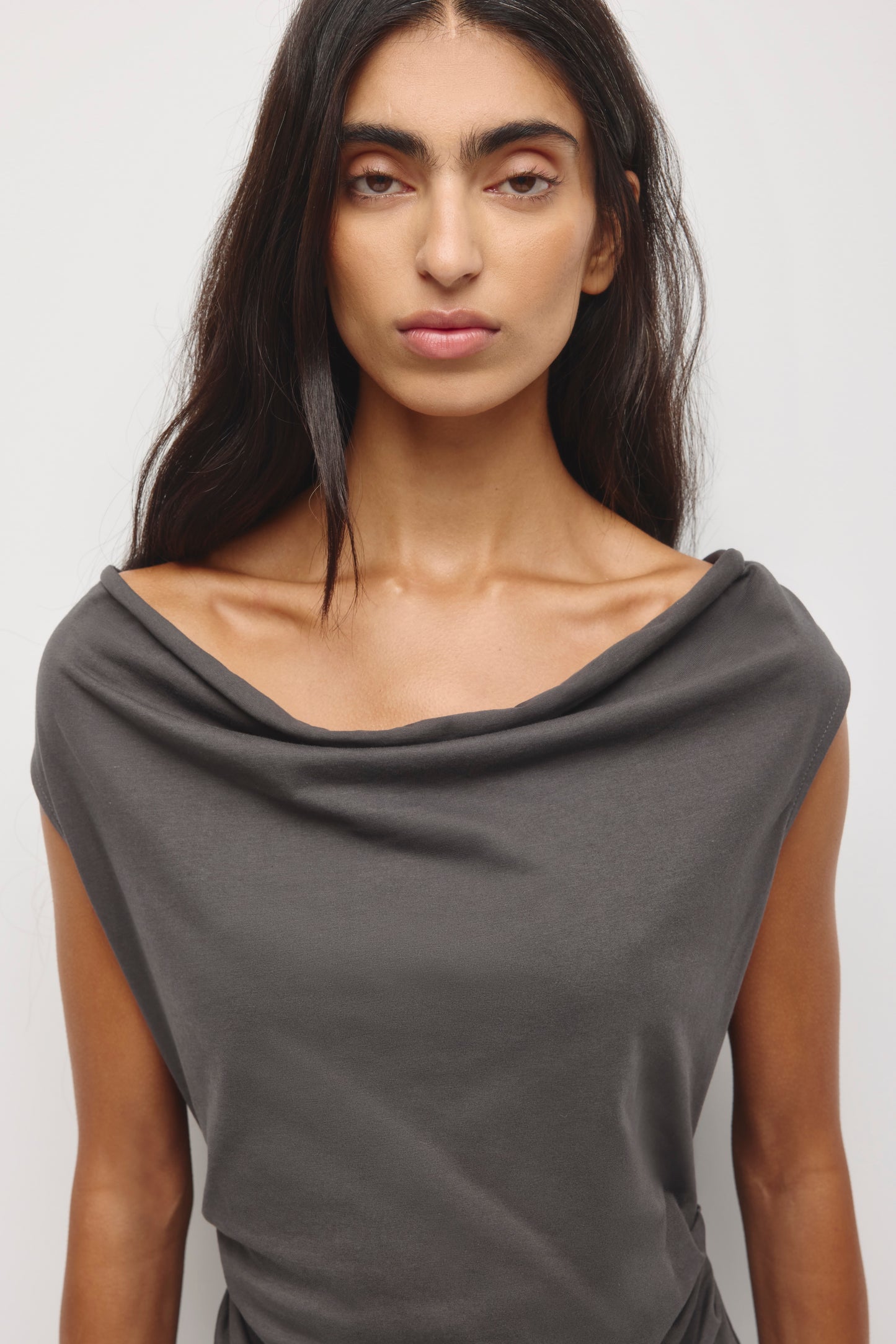 Women's Draped Tank in Charcoal