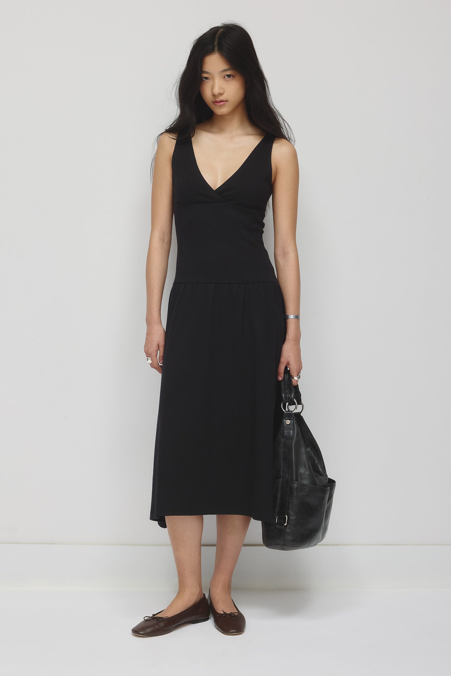 Women's Drop Waist Tank Dress in Black