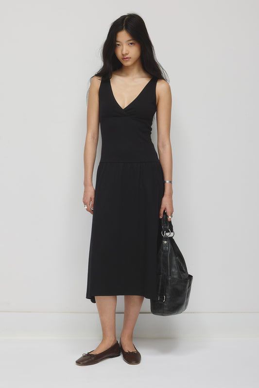 Women's Drop Waist Tank Dress in Black