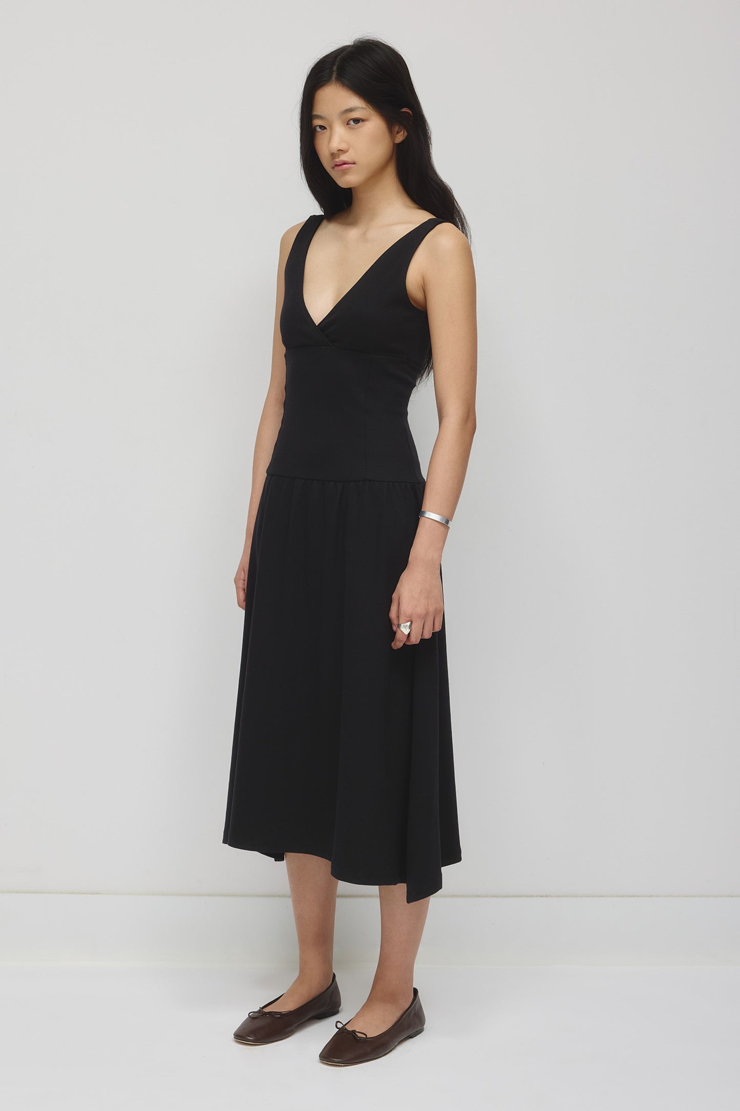 Women's Drop Waist Tank Dress in Black