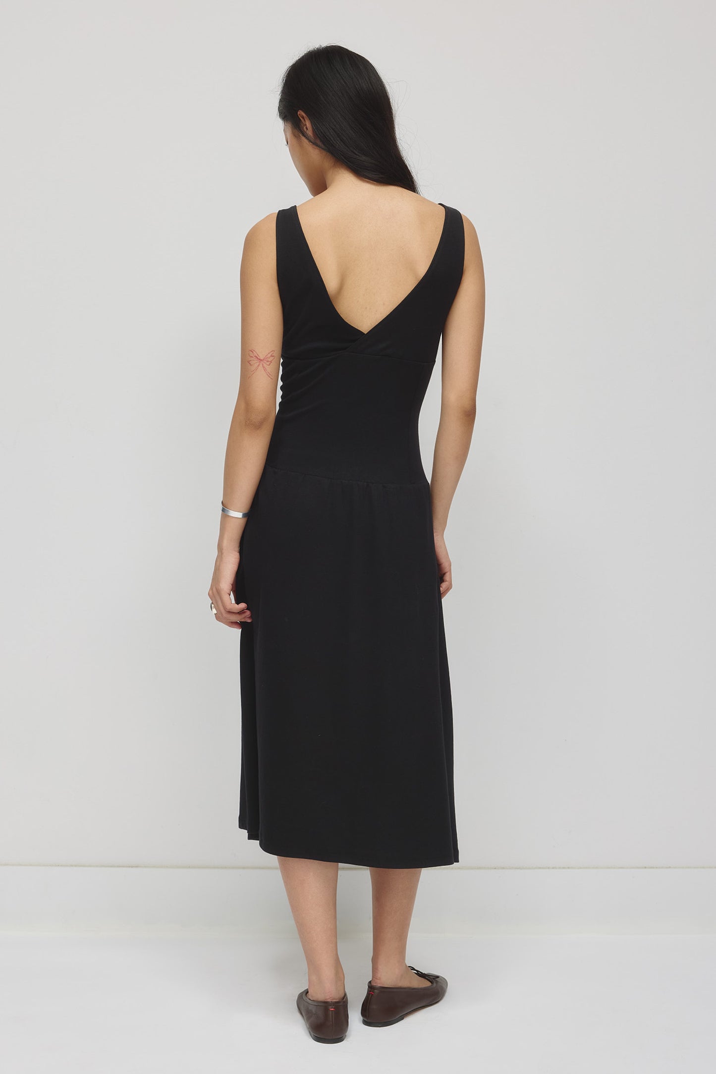 Women's Drop Waist Tank Dress in Black