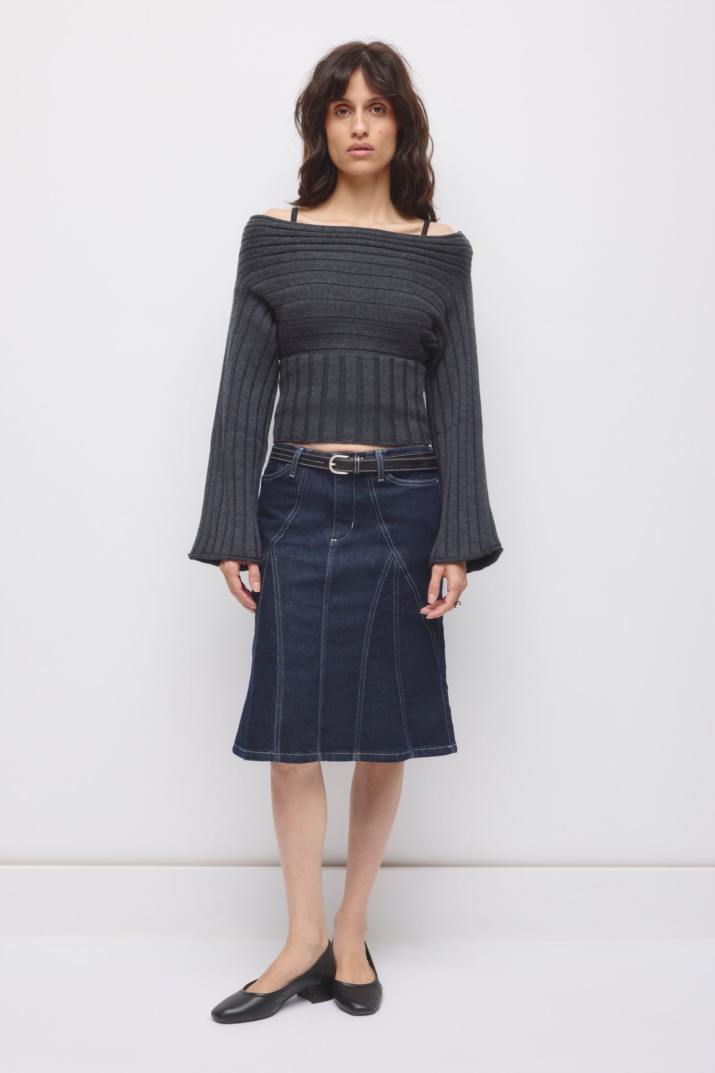 Women's Elina Convertible Sweater in Black Melange