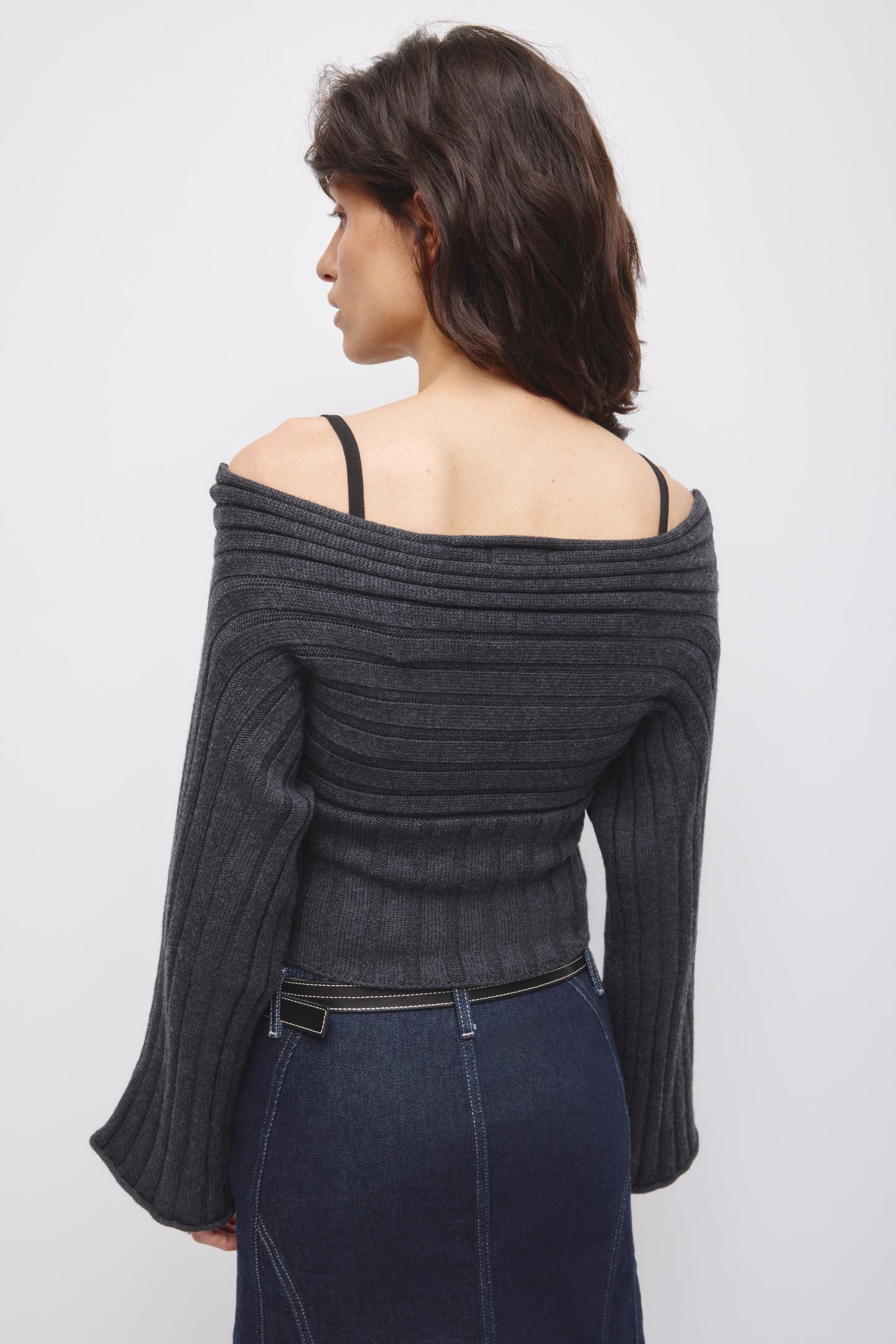 Women's Elina Convertible Sweater in Black Melange