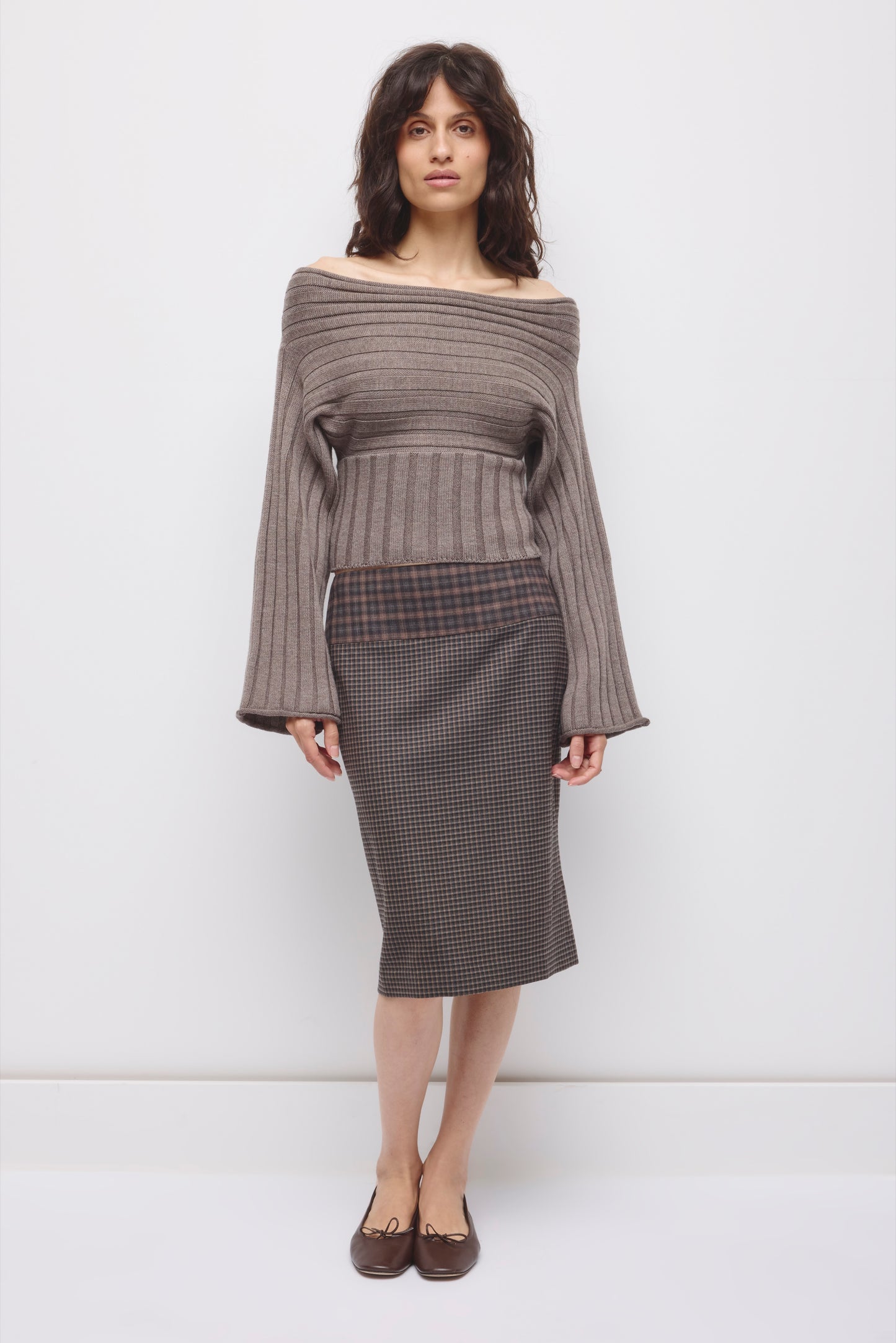 Women's Elina Convertible Sweater in Dark Taupe Mix