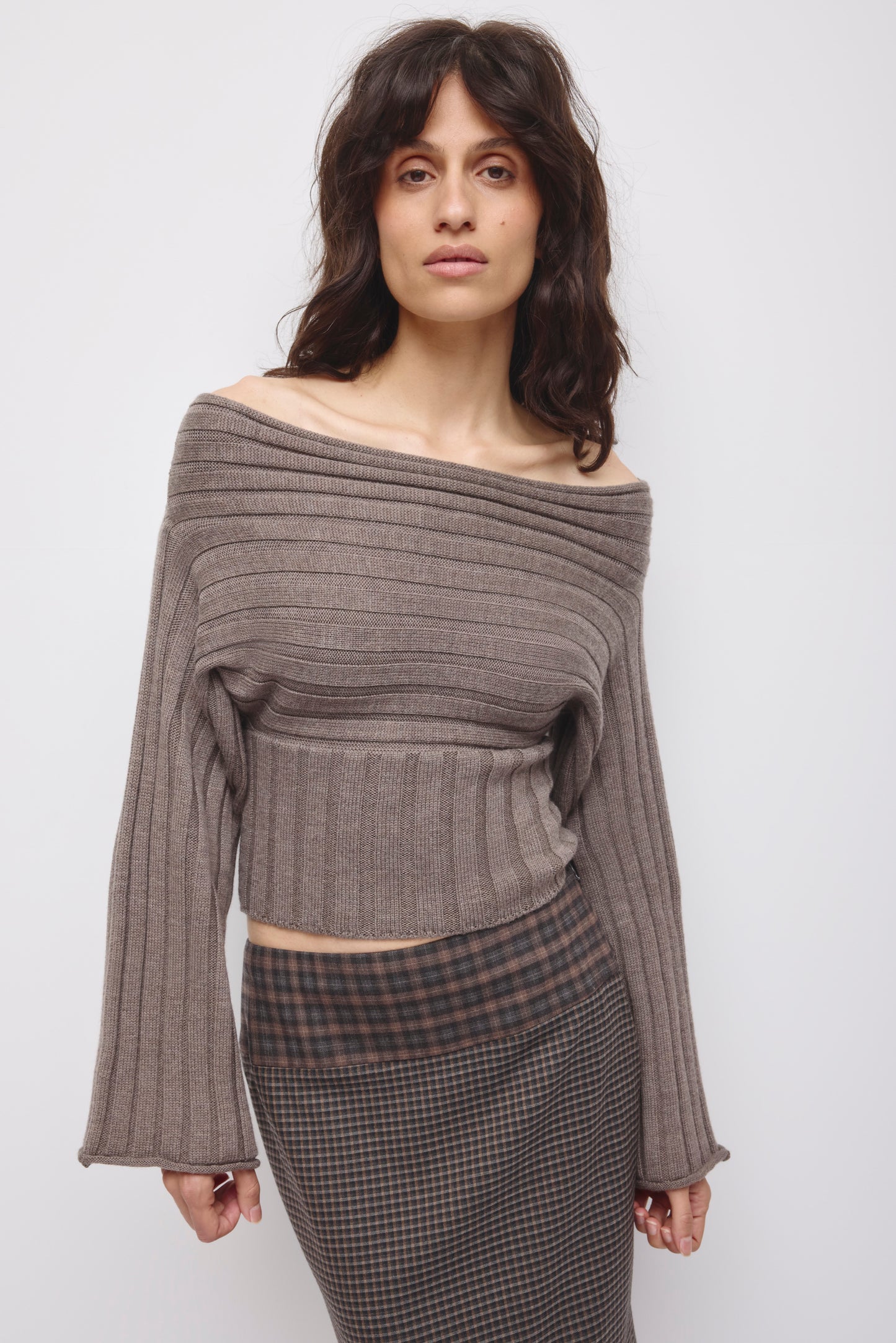 Women's Elina Convertible Sweater in Dark Taupe Mix