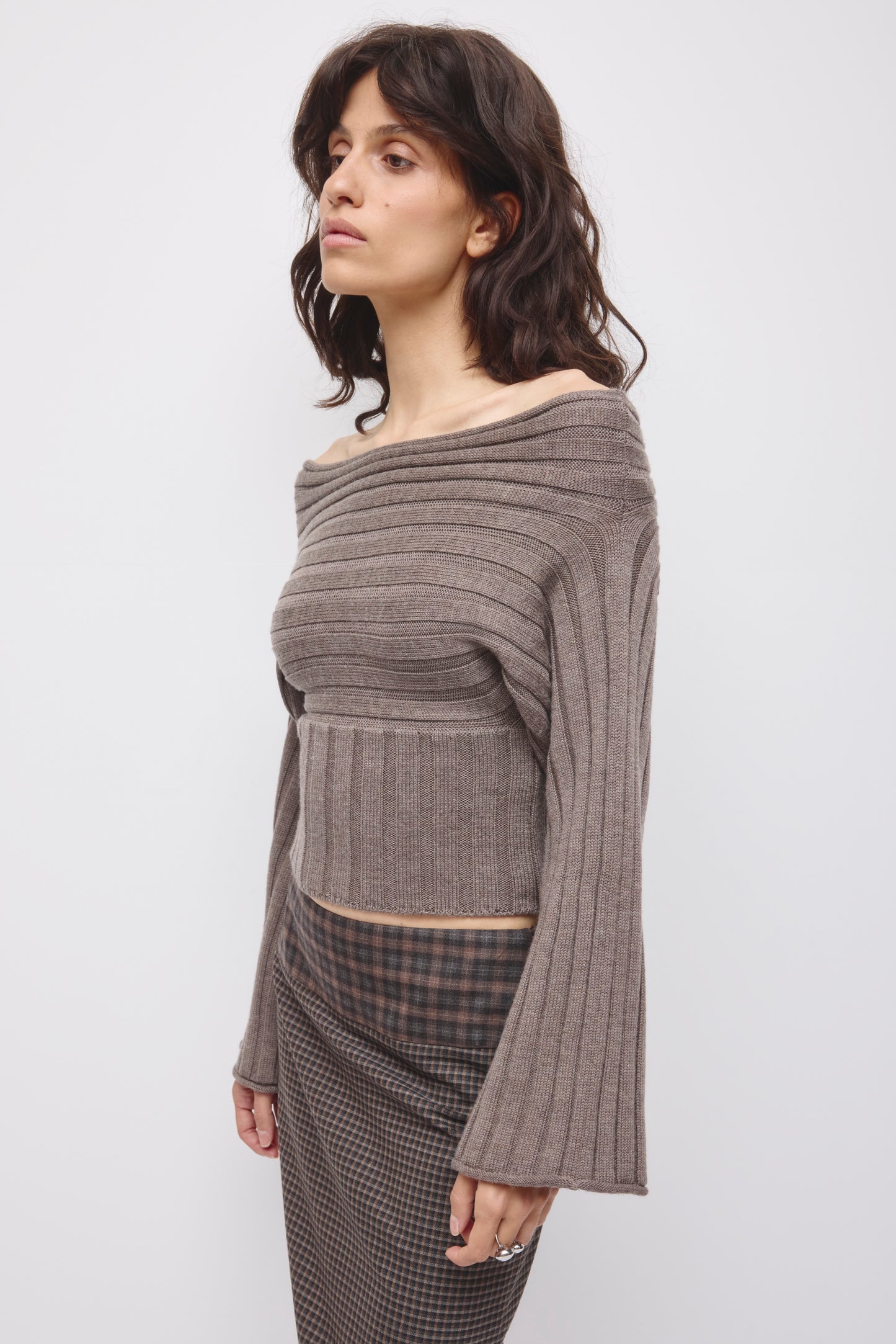 Women's Elina Convertible Sweater in Dark Taupe Mix