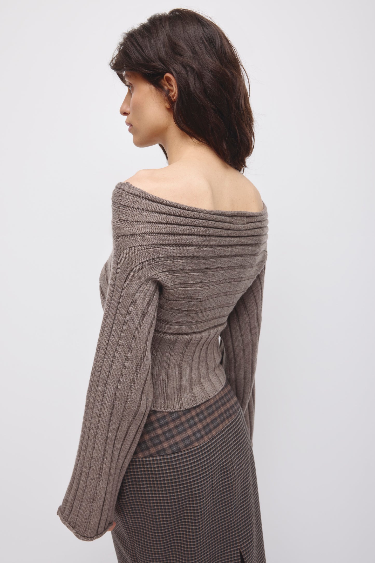 Women's Elina Convertible Sweater in Dark Taupe Mix