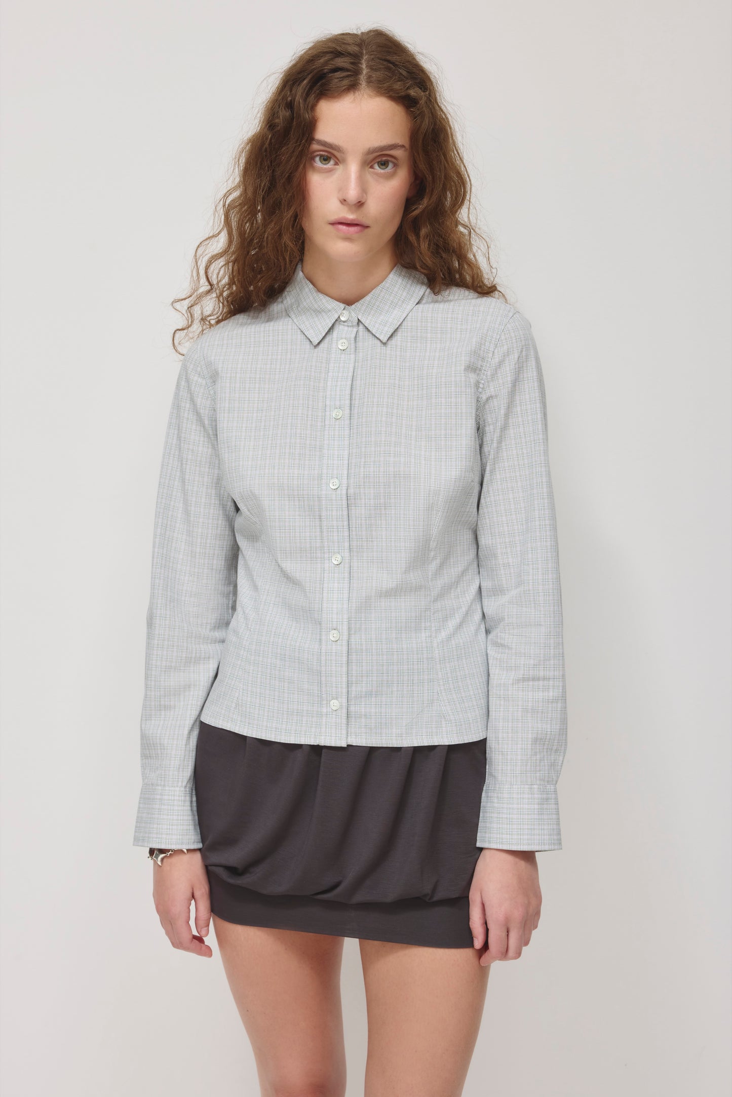Women's Fitted Shirt in Dune Grass Check