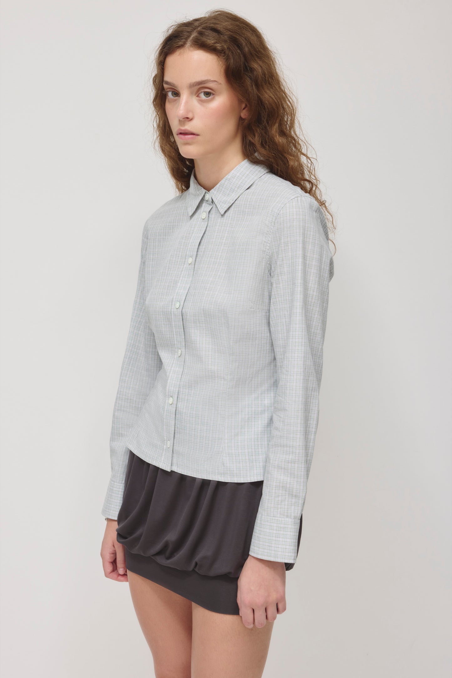 Women's Fitted Shirt in Dune Grass Check